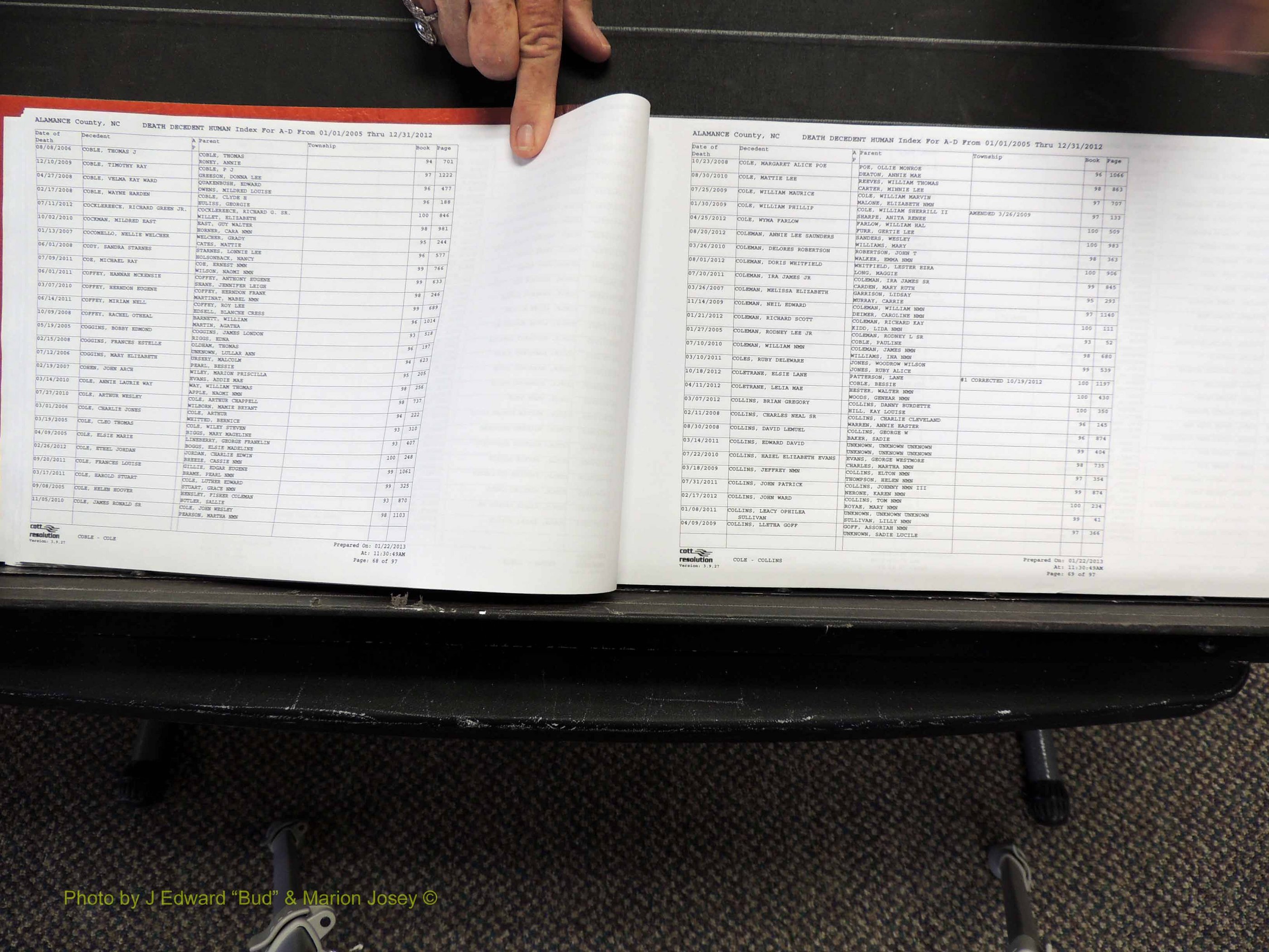Alamance Co, NC, Deaths, A-Z, 2005-2012 (135).JPG