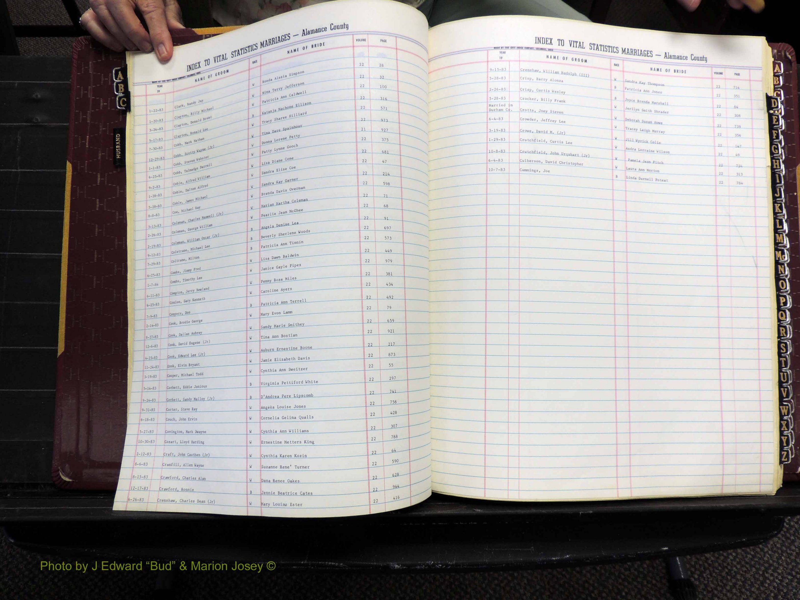 Alamance Co, NC, Marriages, Male Index, 1979-1982 (116).JPG
