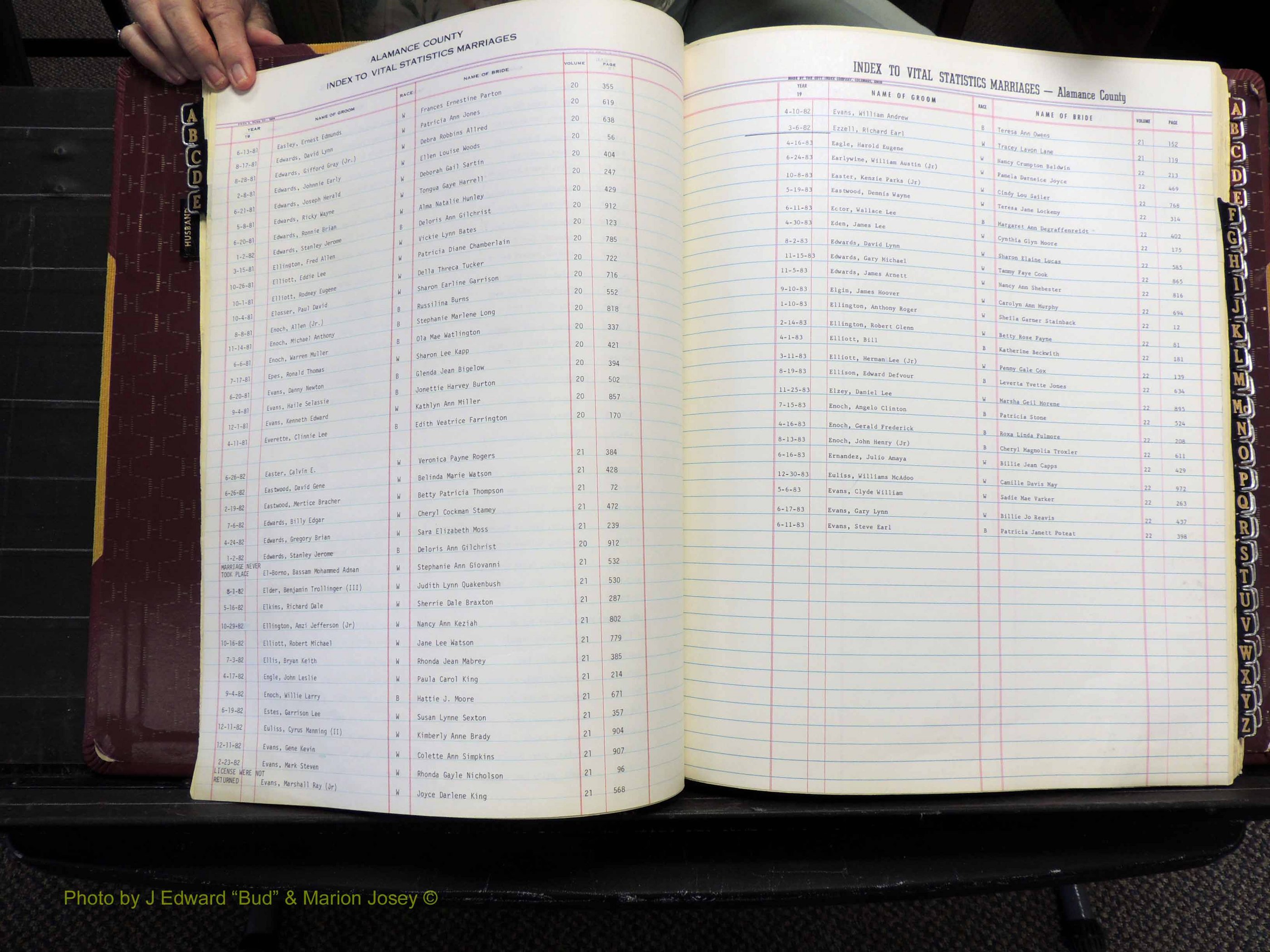Alamance Co, NC, Marriages, Male Index, 1979-1982 (121).JPG