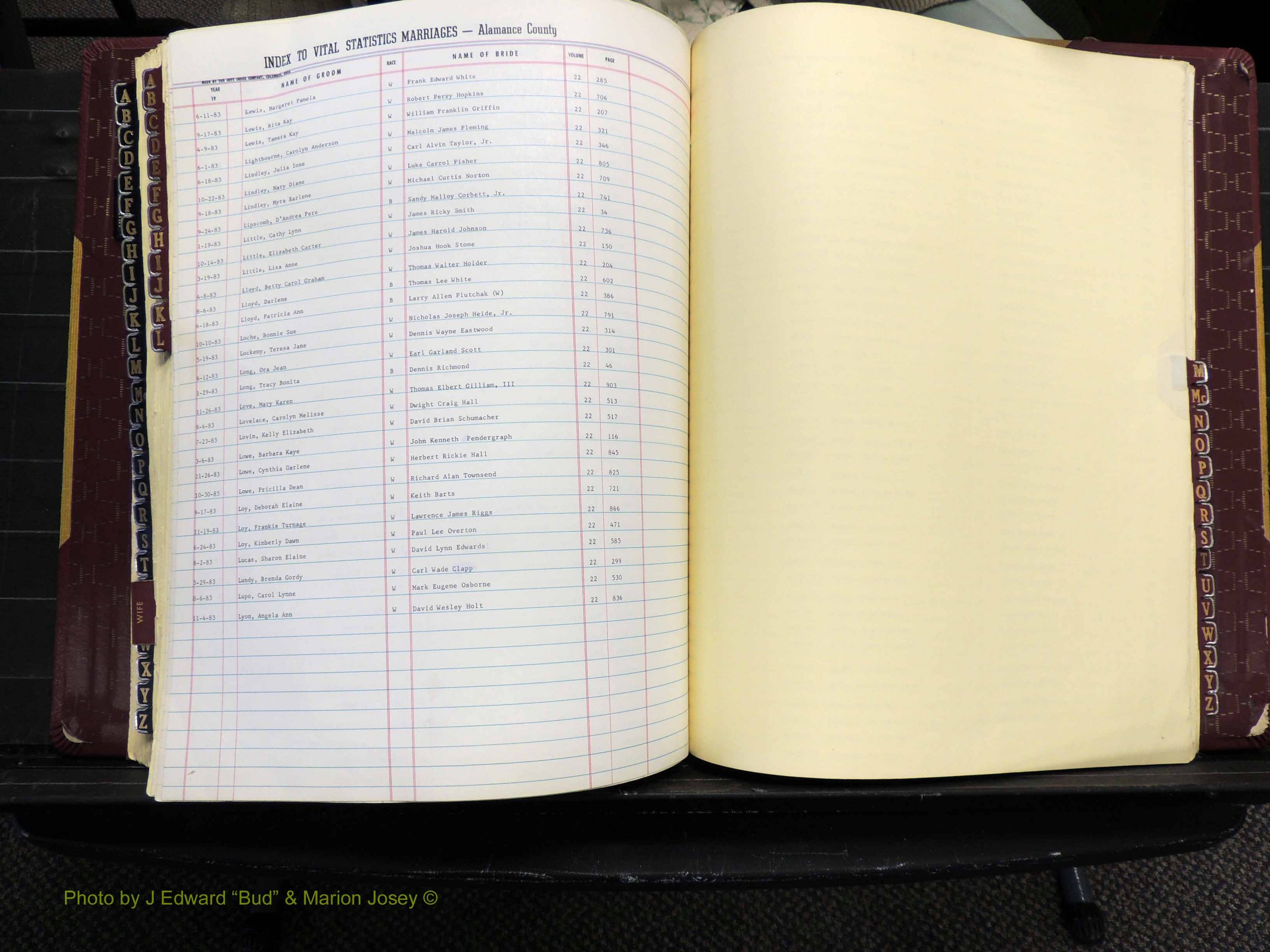 Alamance Co, NC, Marriages, Male Index, 1979-1982 (230).JPG