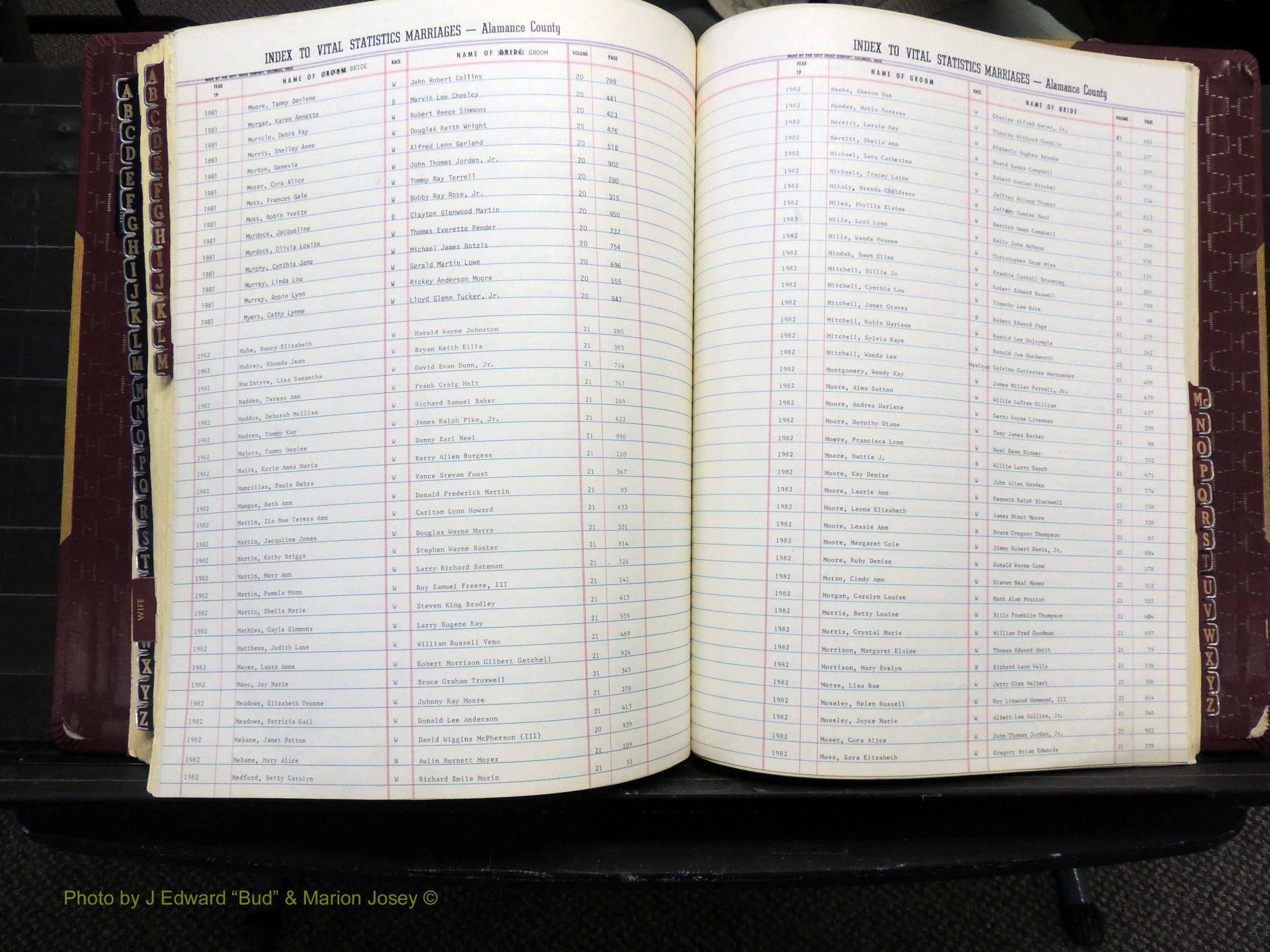 Alamance Co, NC, Marriages, Male Index, 1979-1982 (234).JPG