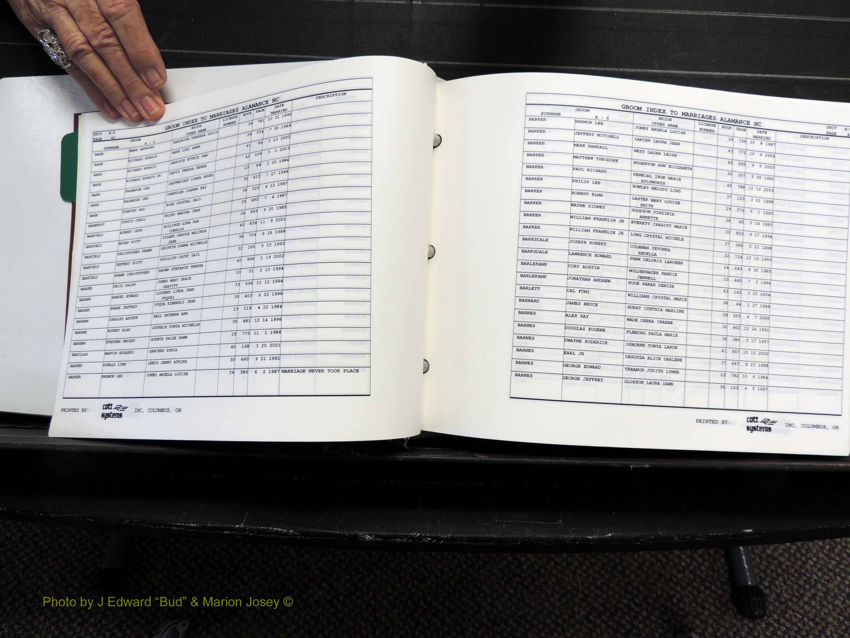 Alamance Co, NC, Marriages, Male Index, 1984-2004 (130).JPG