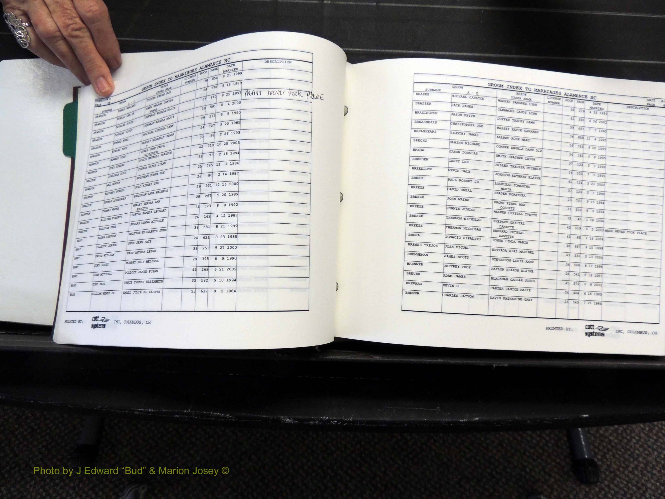 Alamance Co, NC, Marriages, Male Index, 1984-2004 (155).JPG