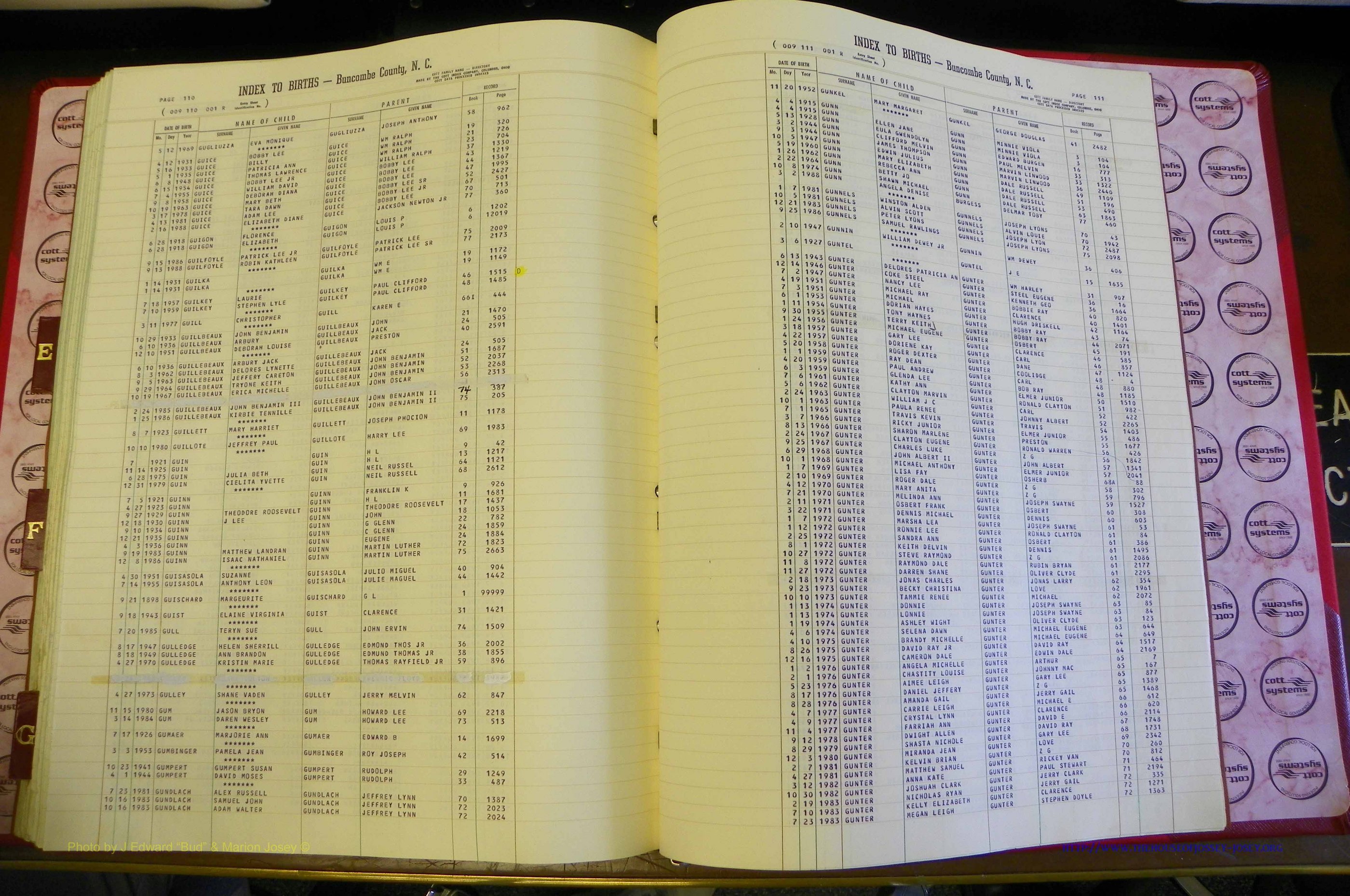 Bun. Co, NC, Births 1880 - 1988, EFG, pg (133).JPG