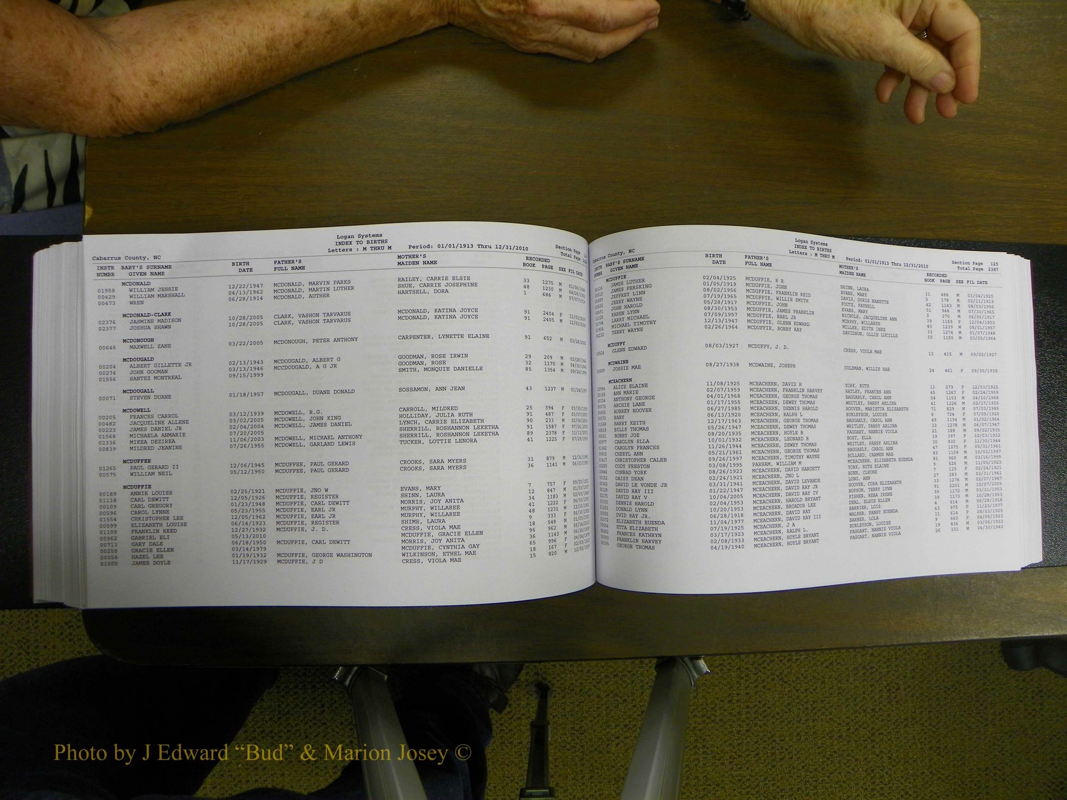 Cabarrus Births Index, I-M, 1913-2010 275.JPG