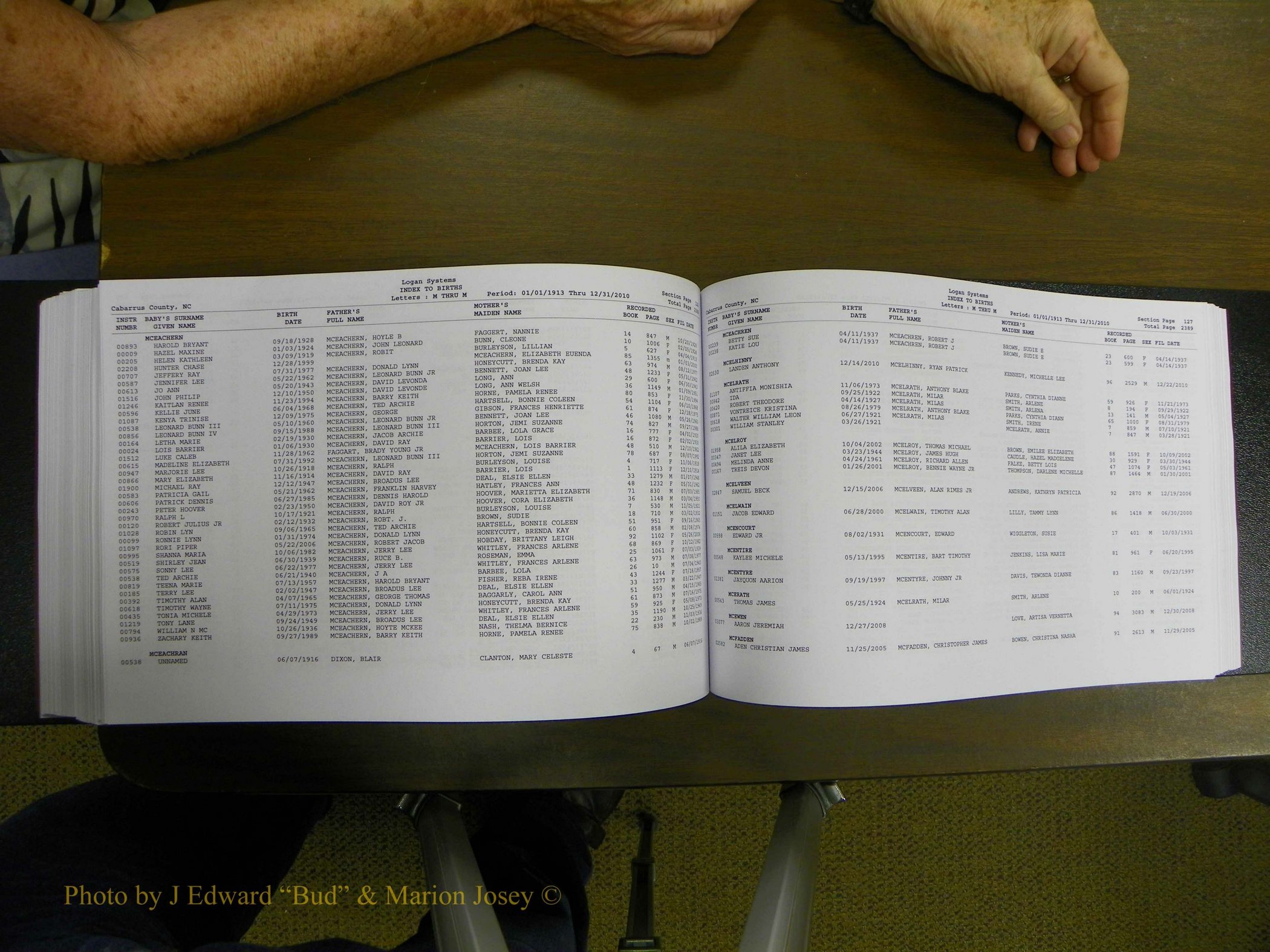 Cabarrus Births Index, I-M, 1913-2010 276.JPG