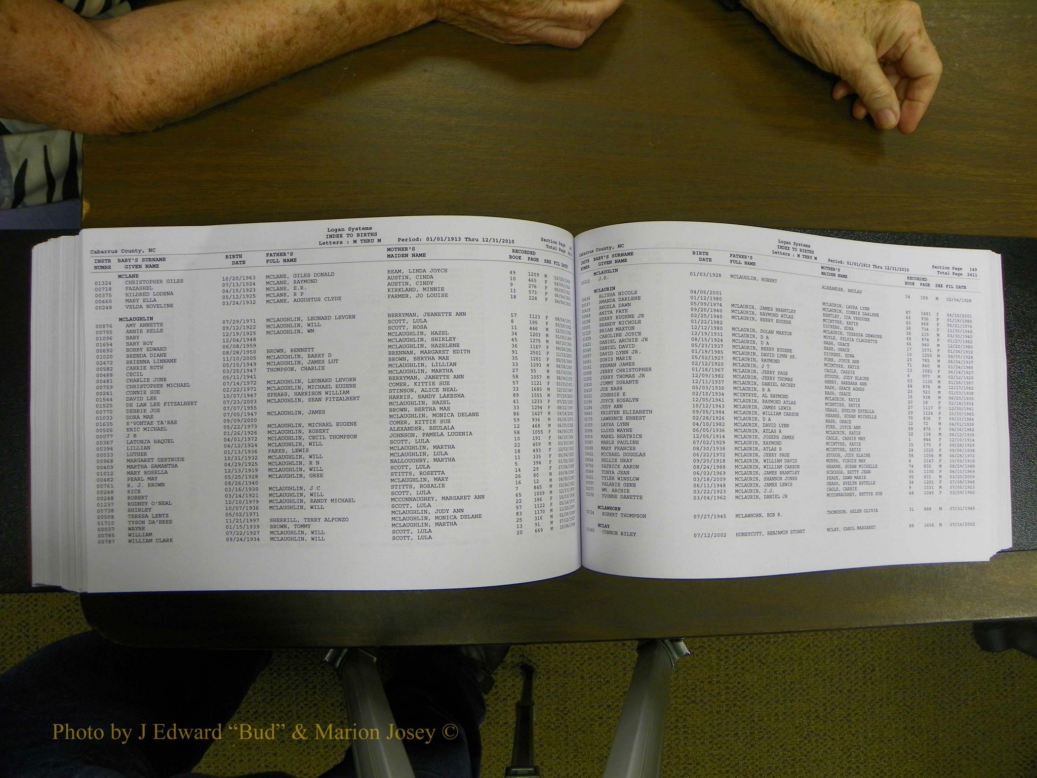 Cabarrus Births Index, I-M, 1913-2010 287.JPG