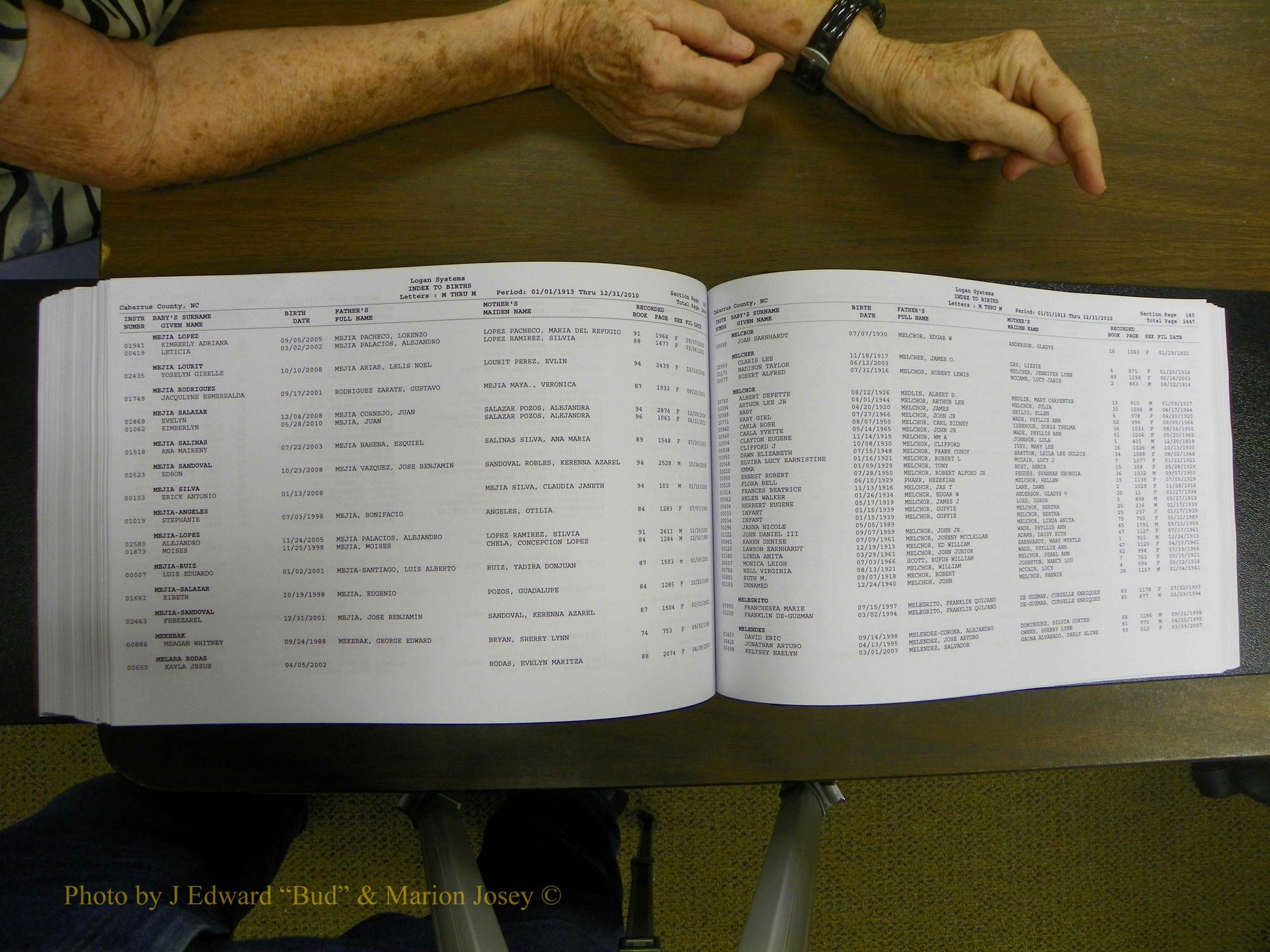 Cabarrus Births Index, I-M, 1913-2010 307.JPG