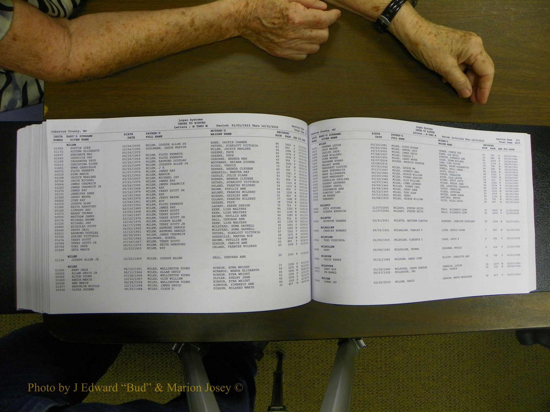 Cabarrus Births Index, I-M, 1913-2010 320.JPG