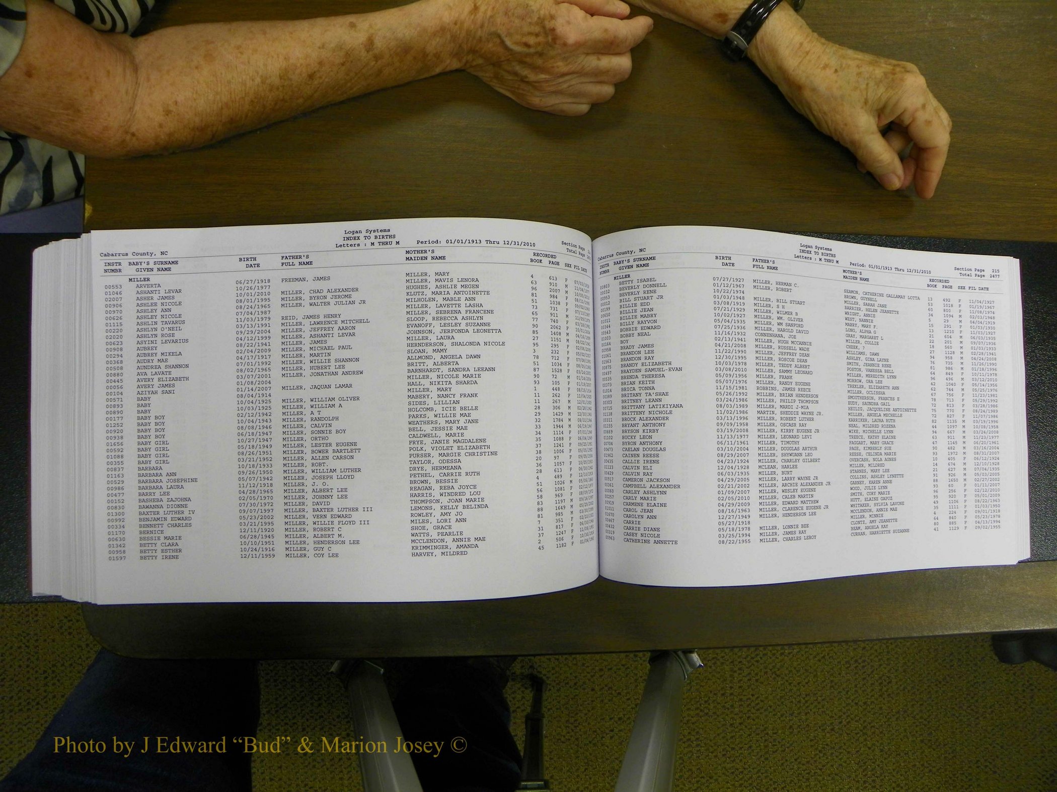Cabarrus Births Index, I-M, 1913-2010 322.JPG