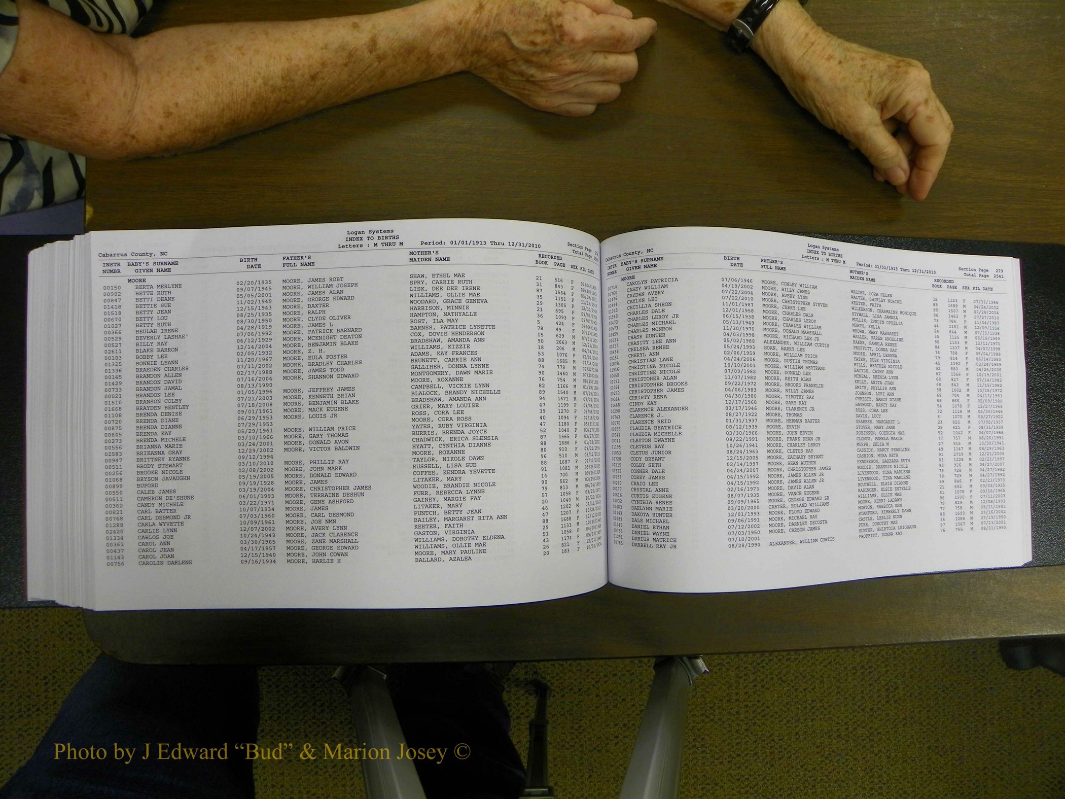 Cabarrus Births Index, I-M, 1913-2010 354.JPG