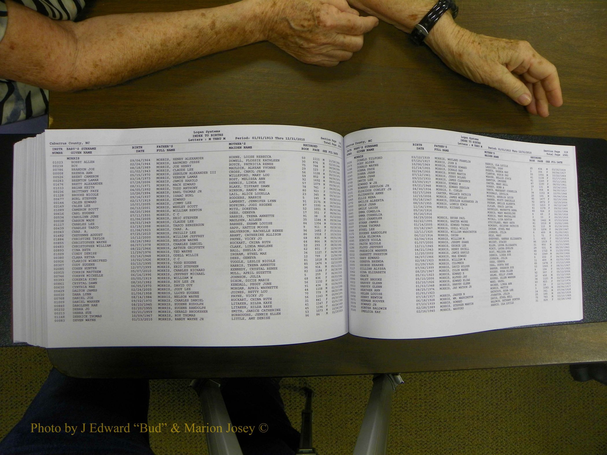Cabarrus Births Index, I-M, 1913-2010 374.JPG