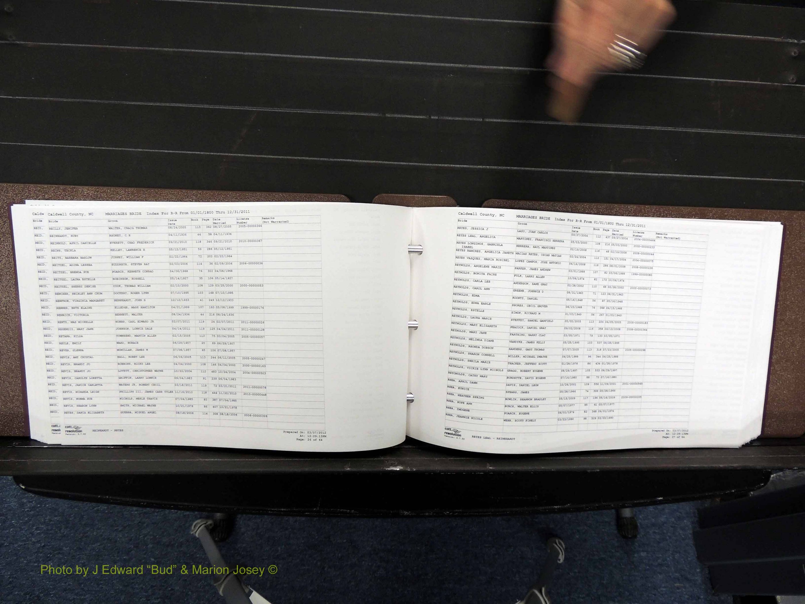 Caldwell Co, NC, Marriages, Female Index, N-Z, 1800-2011 (184).JPG