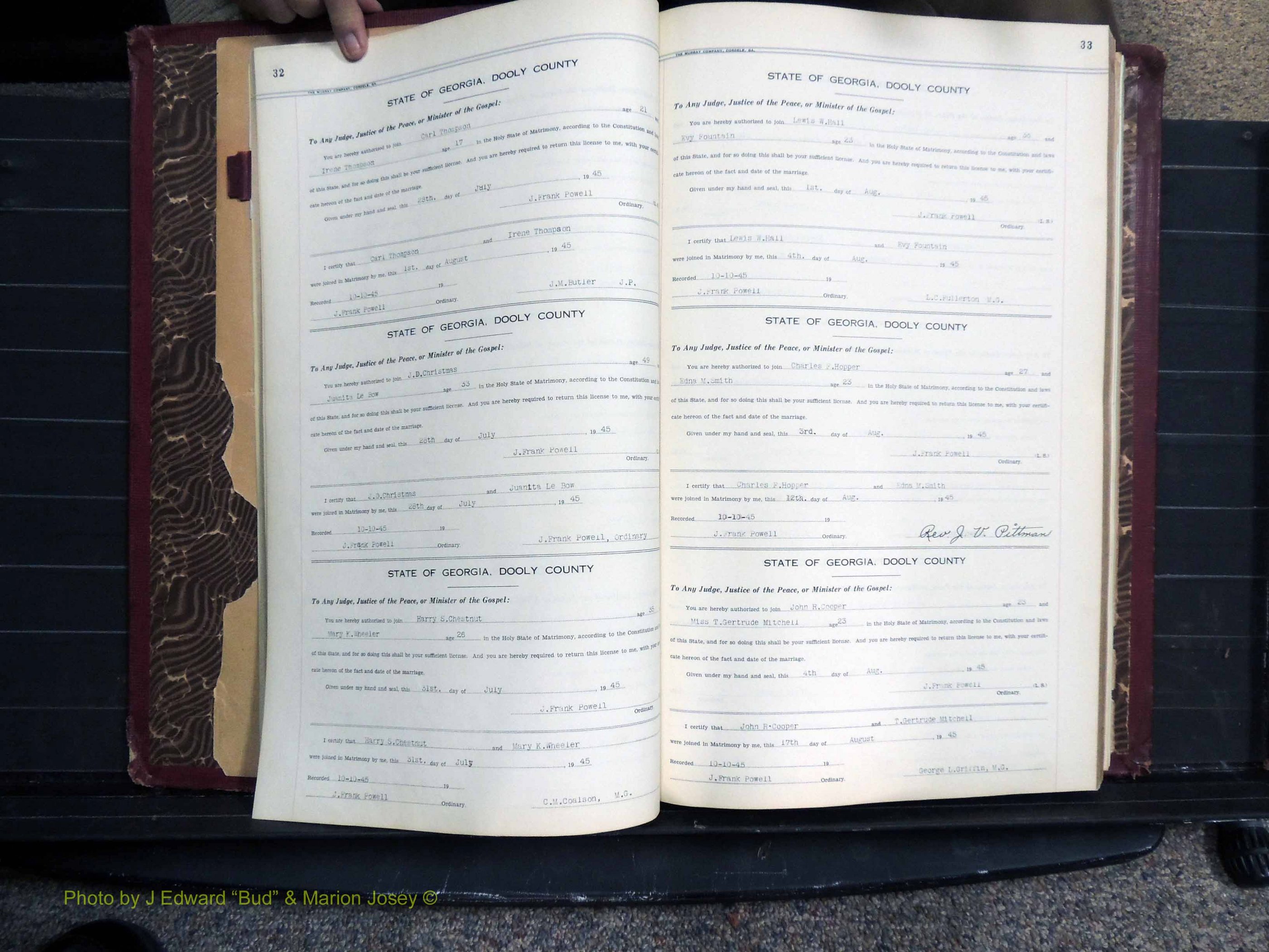 Dooly Co, GA, Marriages, Book, I, 1944-1972 pg 032-033.JPG