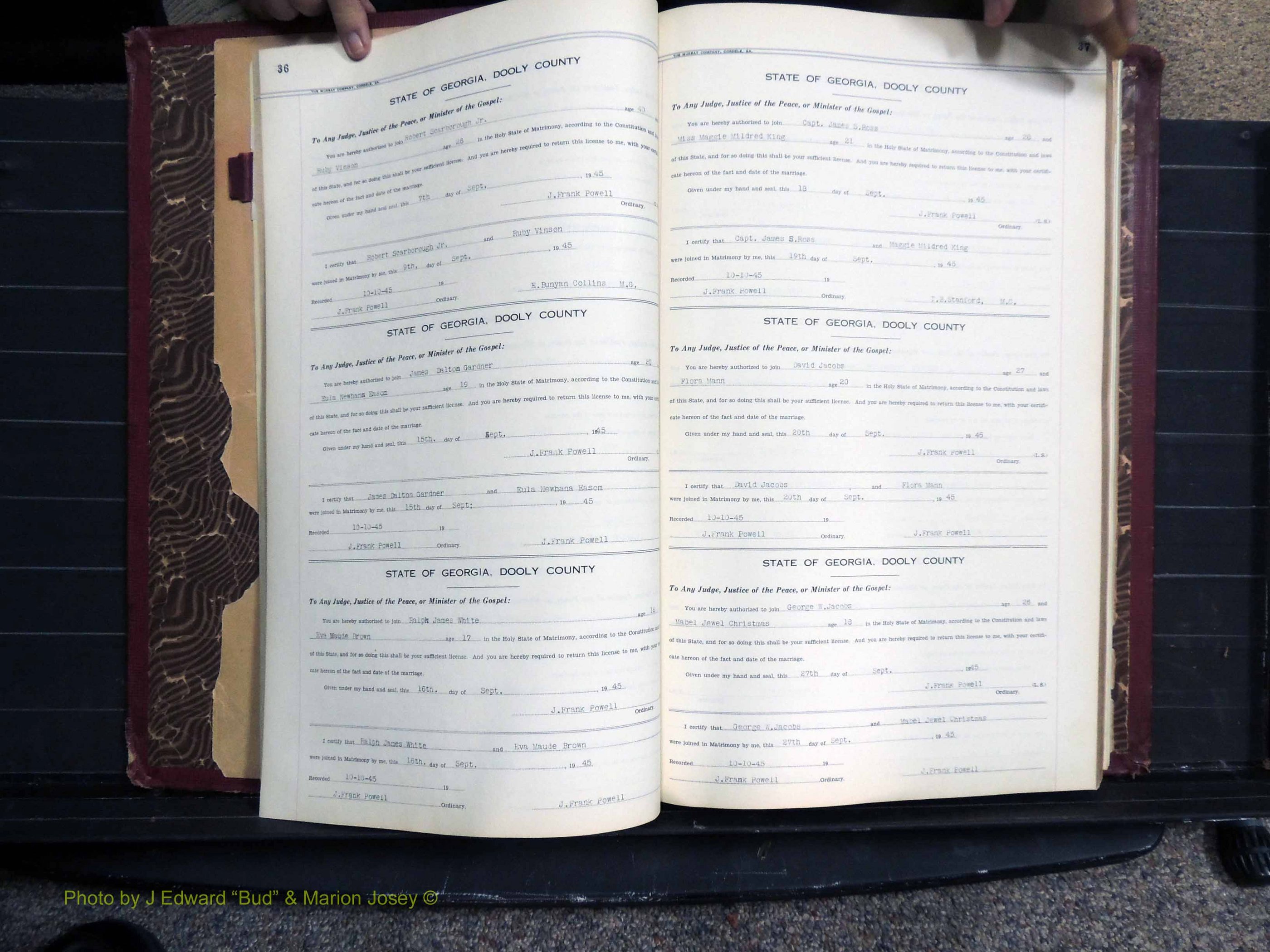 Dooly Co, GA, Marriages, Book, I, 1944-1972 pg 036-037.JPG