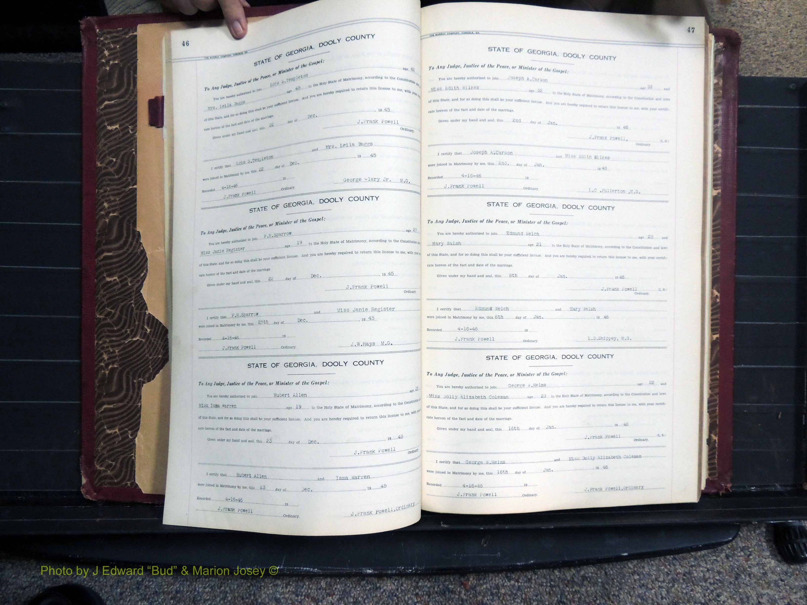 Dooly Co, GA, Marriages, Book, I, 1944-1972 pg 046-047.JPG