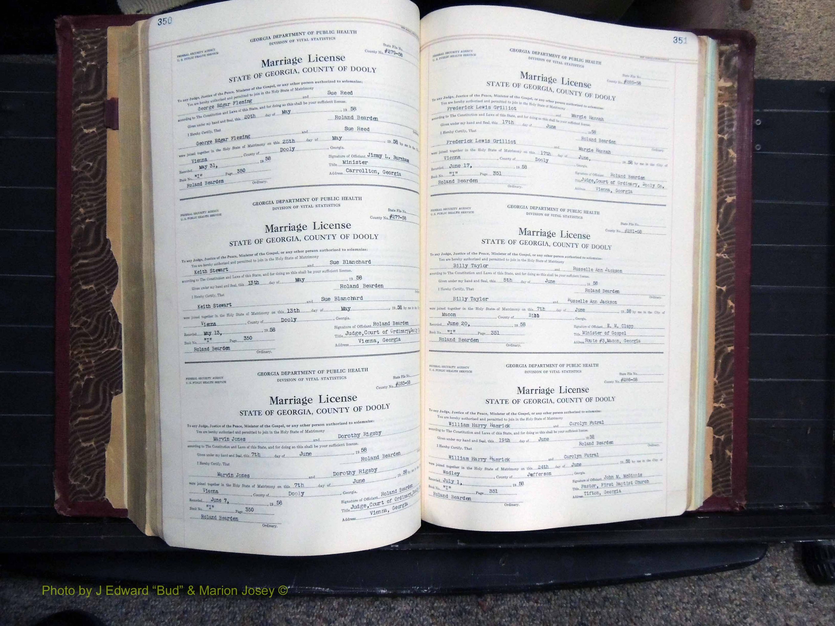 Dooly Co, GA, Marriages, Book, I, 1944-1972 pg 350-351.JPG