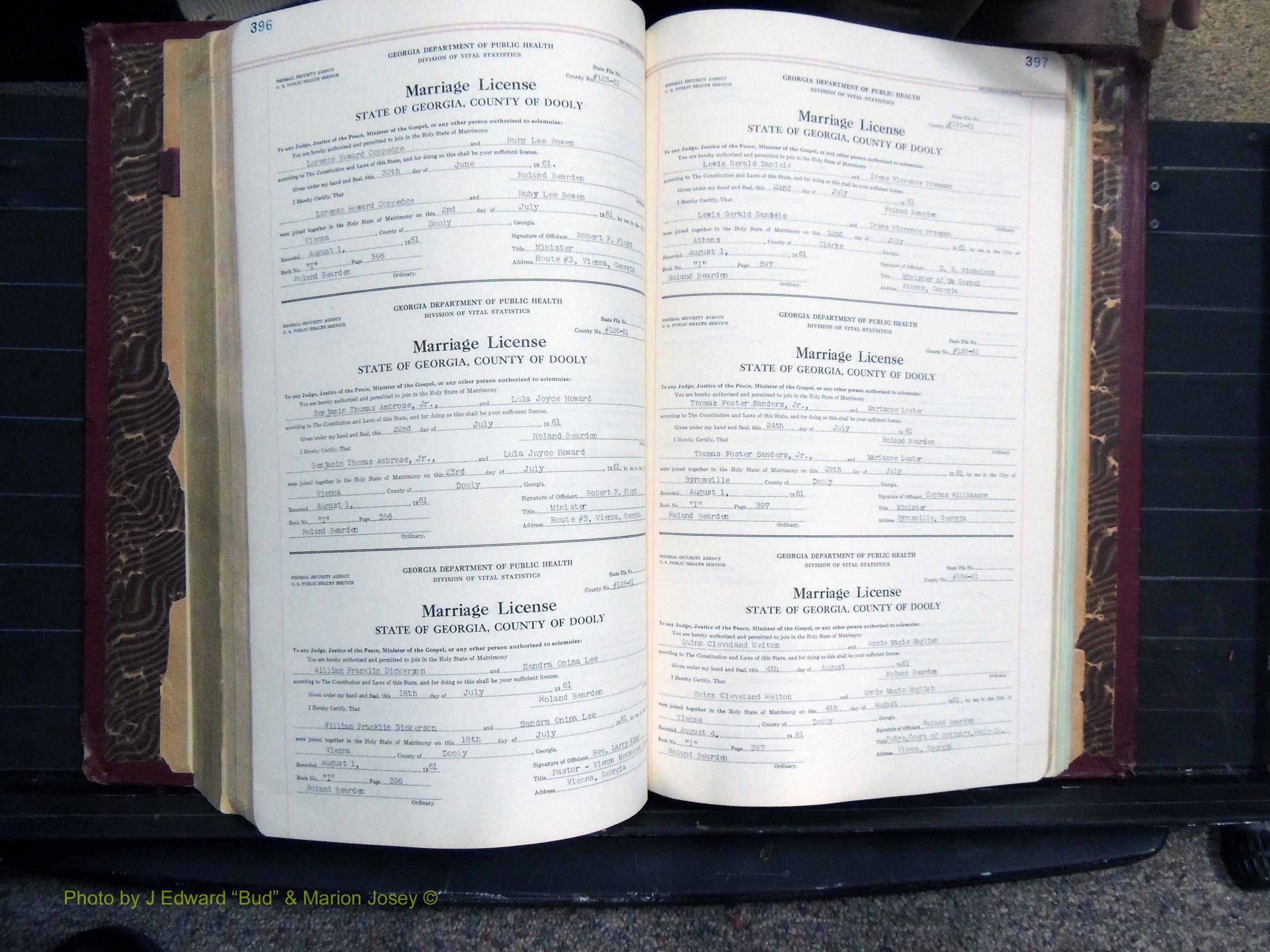 Dooly Co, GA, Marriages, Book, I, 1944-1972 pg 396-397.JPG