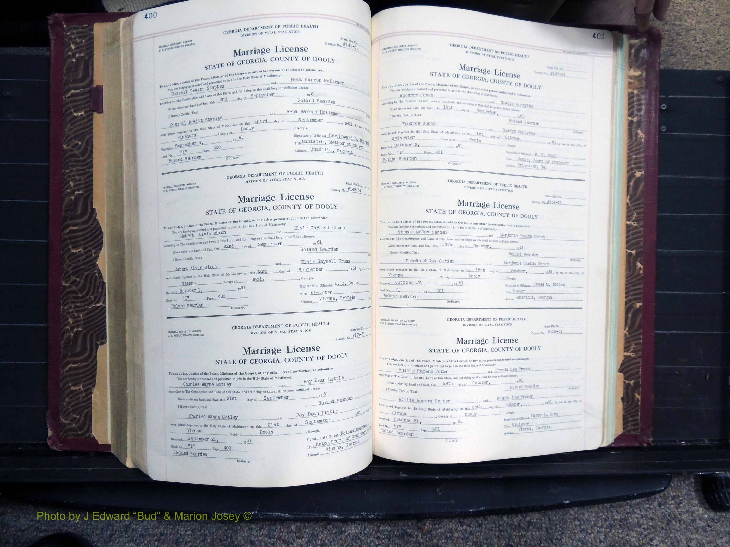 Dooly Co, GA, Marriages, Book, I, 1944-1972 pg 400-401.JPG