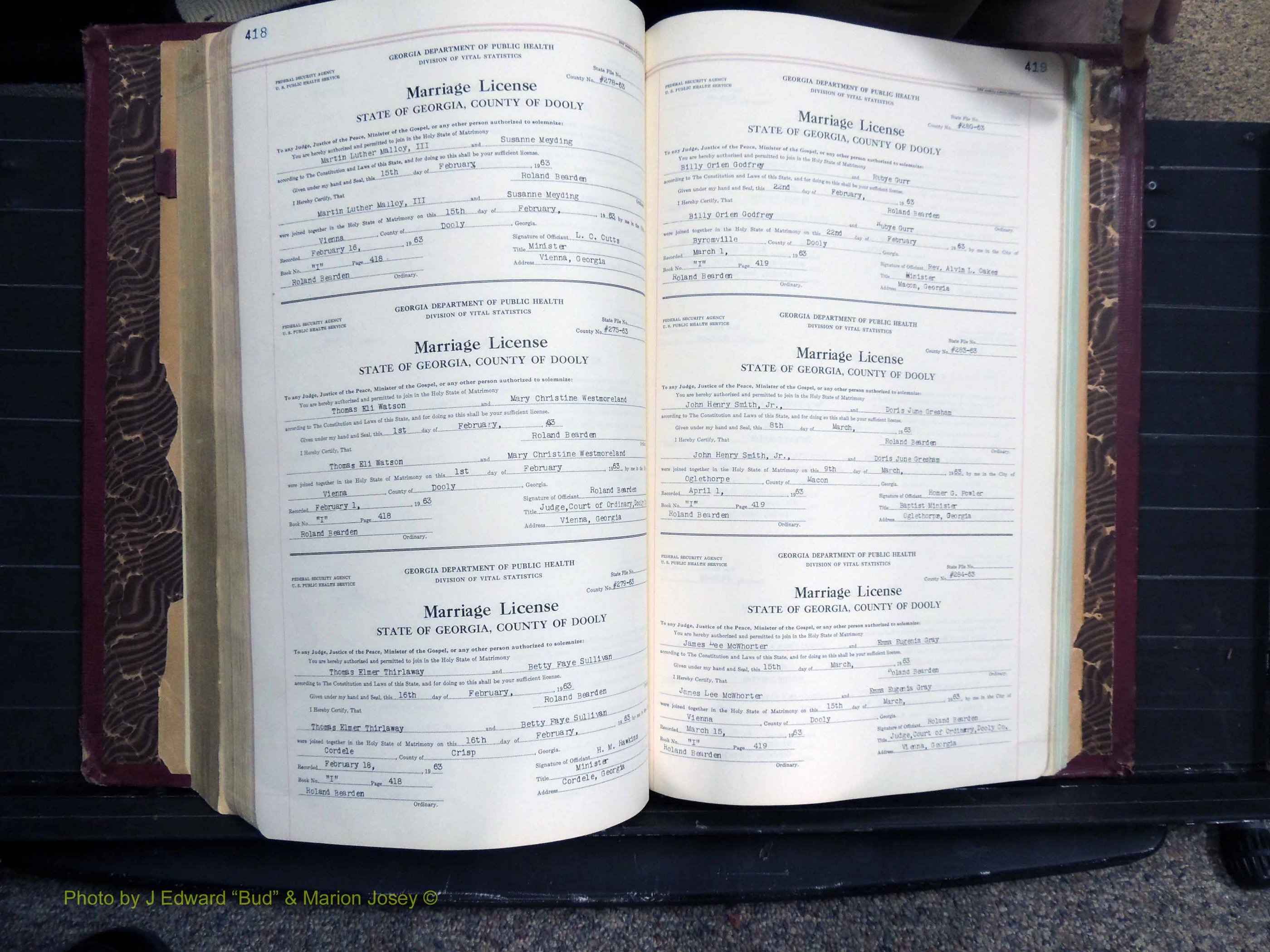 Dooly Co, GA, Marriages, Book, I, 1944-1972 pg 418-419.JPG