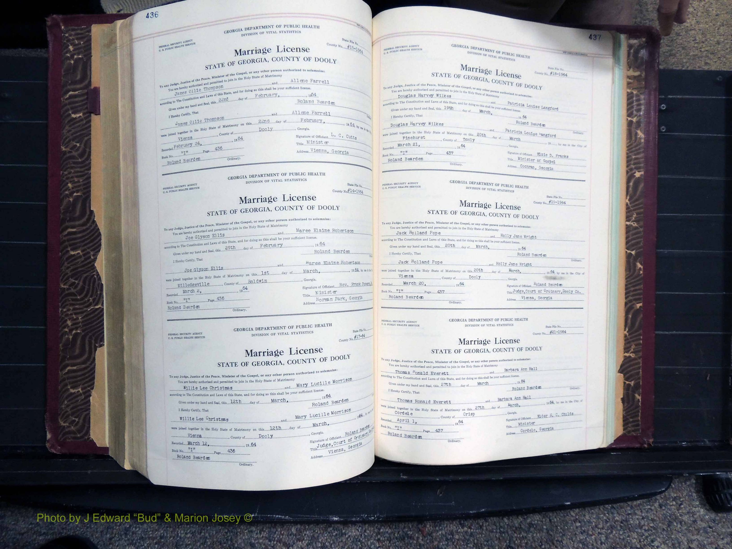 Dooly Co, GA, Marriages, Book, I, 1944-1972 pg 436-437.JPG