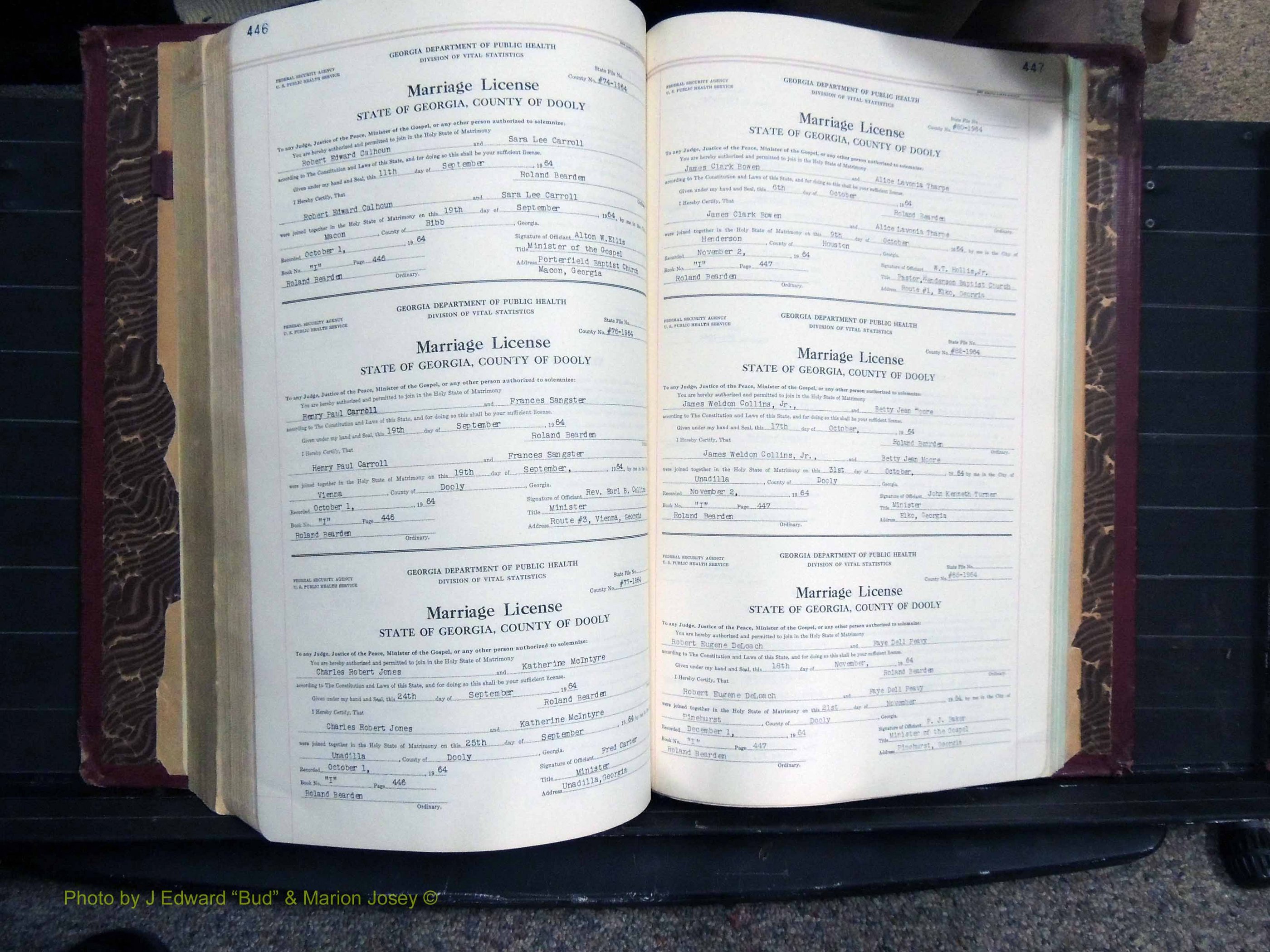 Dooly Co, GA, Marriages, Book, I, 1944-1972 pg 446-447.JPG