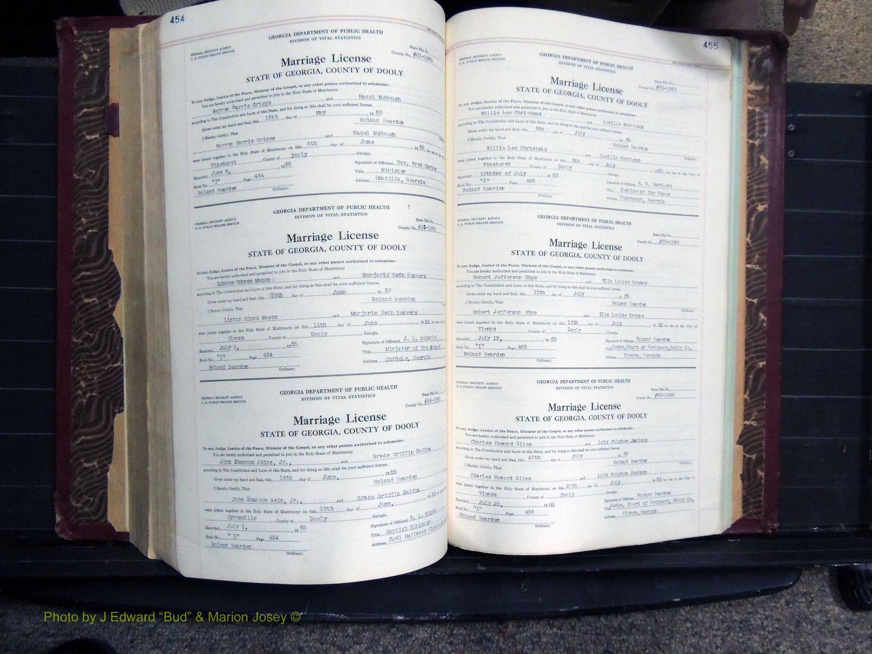 Dooly Co, GA, Marriages, Book, I, 1944-1972 pg 454-455.JPG