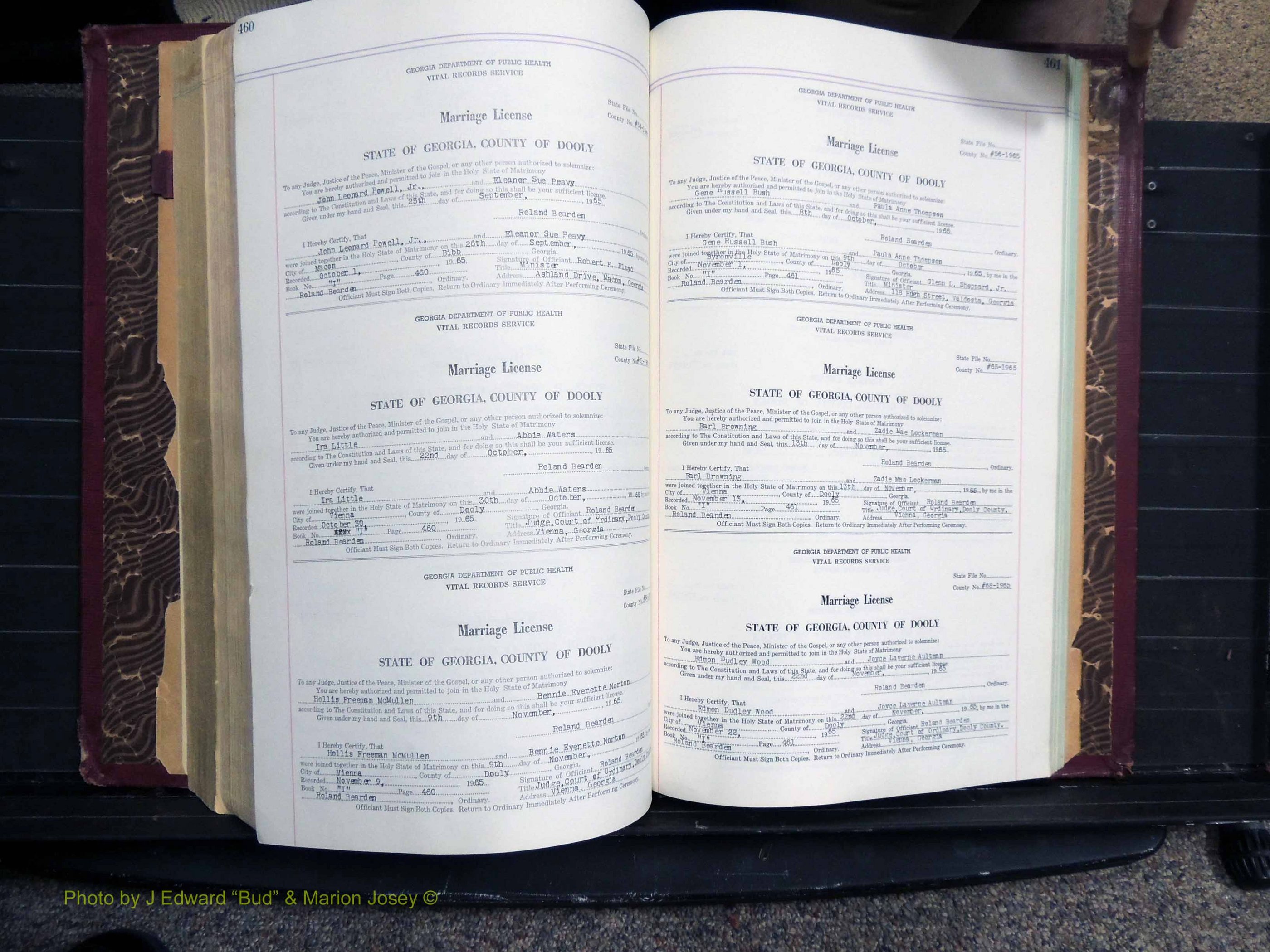 Dooly Co, GA, Marriages, Book, I, 1944-1972 pg 460-461.JPG