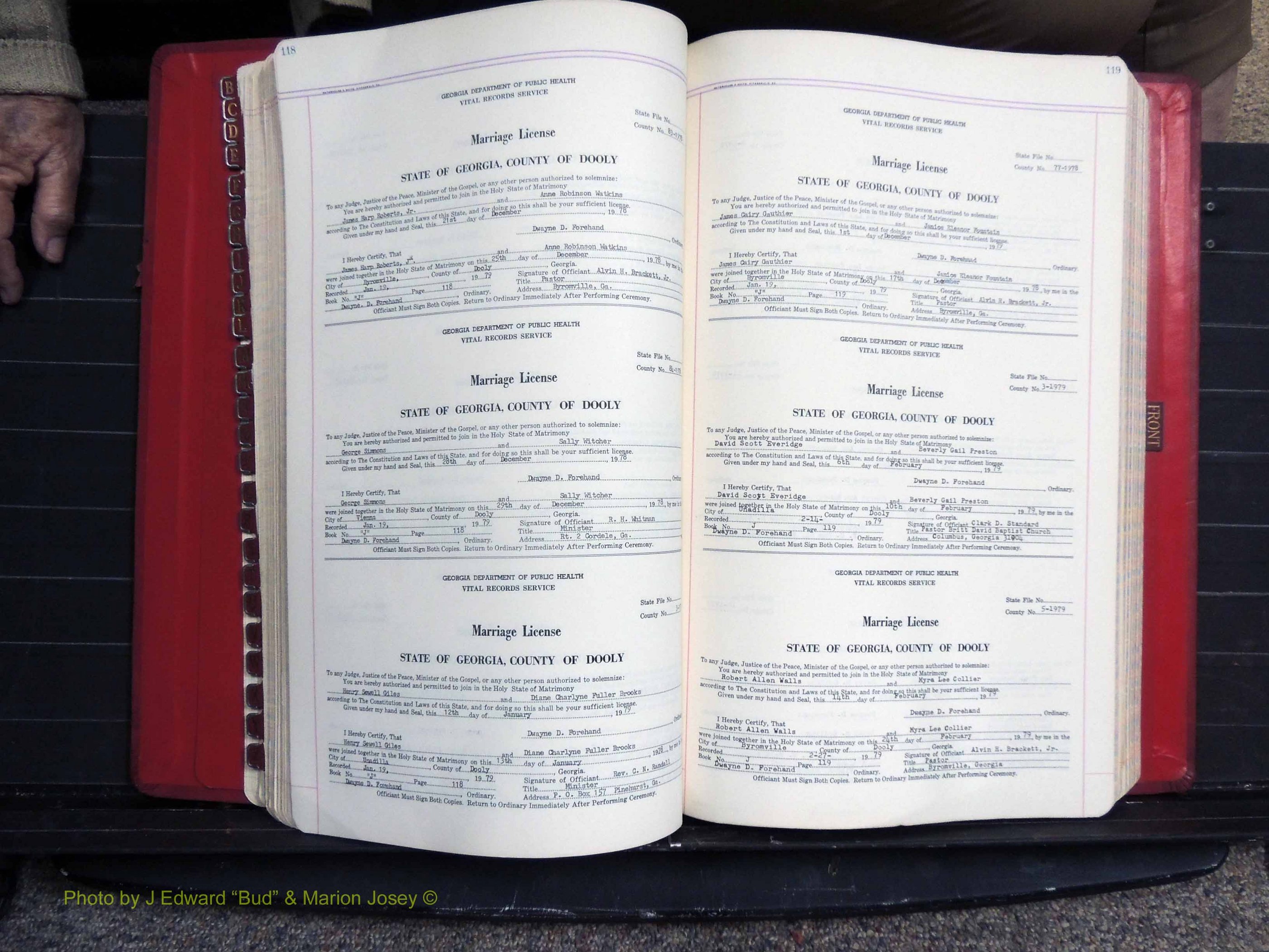Dooly Co, GA, Marriages, Book, J, 1973-1982 pg 118-119.JPG