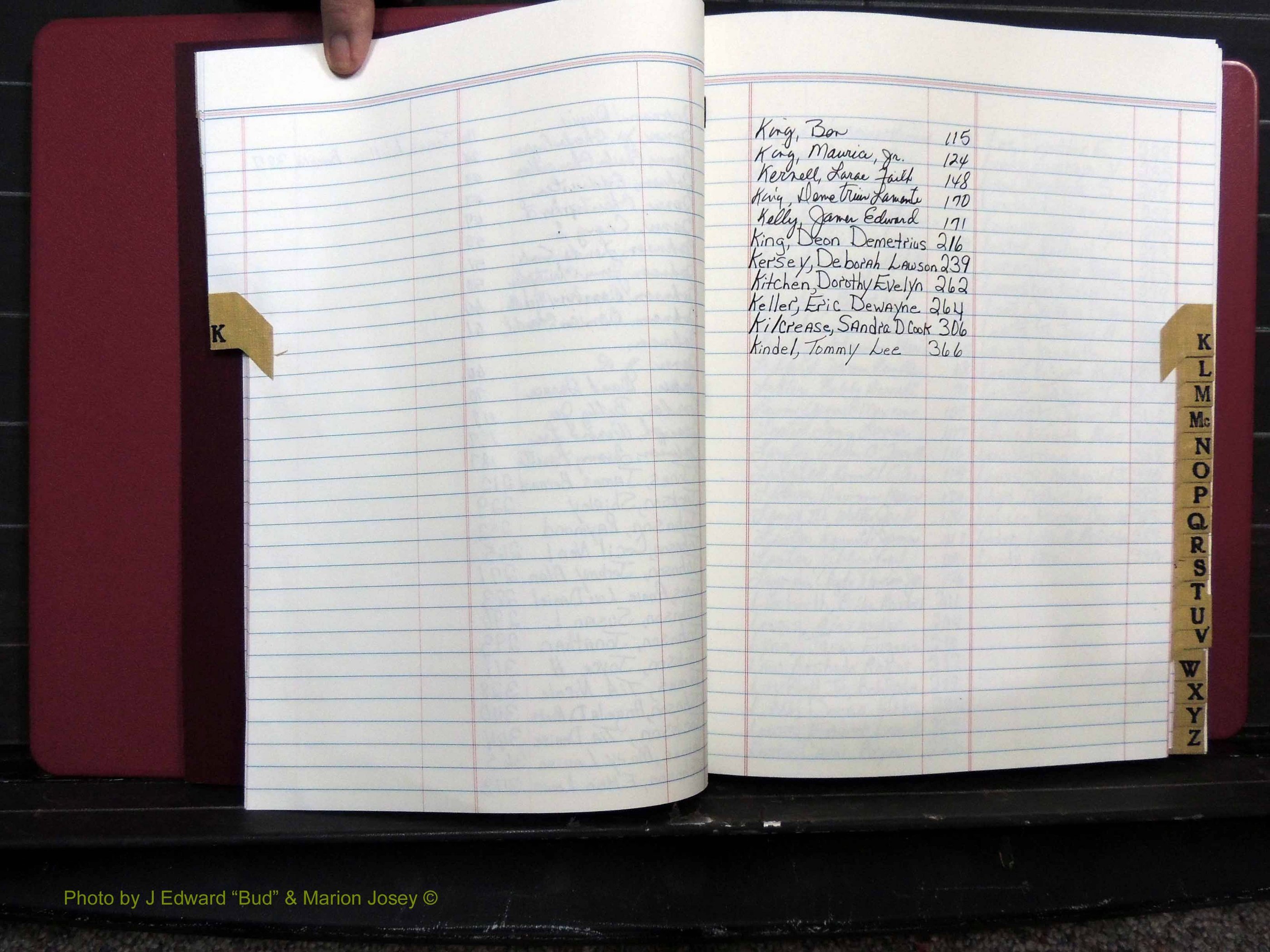 Dooly Co, GA, Marriages, Book, P, 1999-2005 Index K, Male & Female.JPG