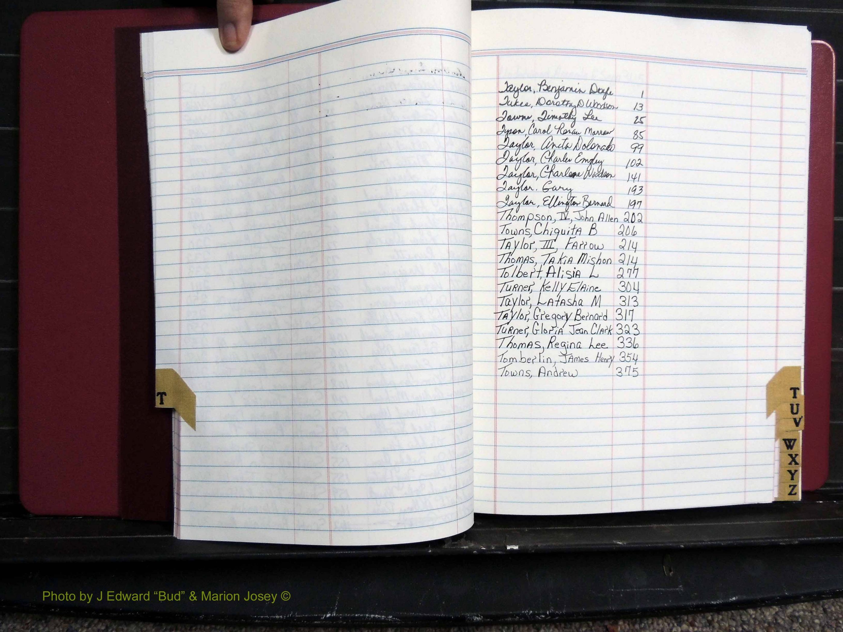 Dooly Co, GA, Marriages, Book, P, 1999-2005 Index T, Male & Female.JPG