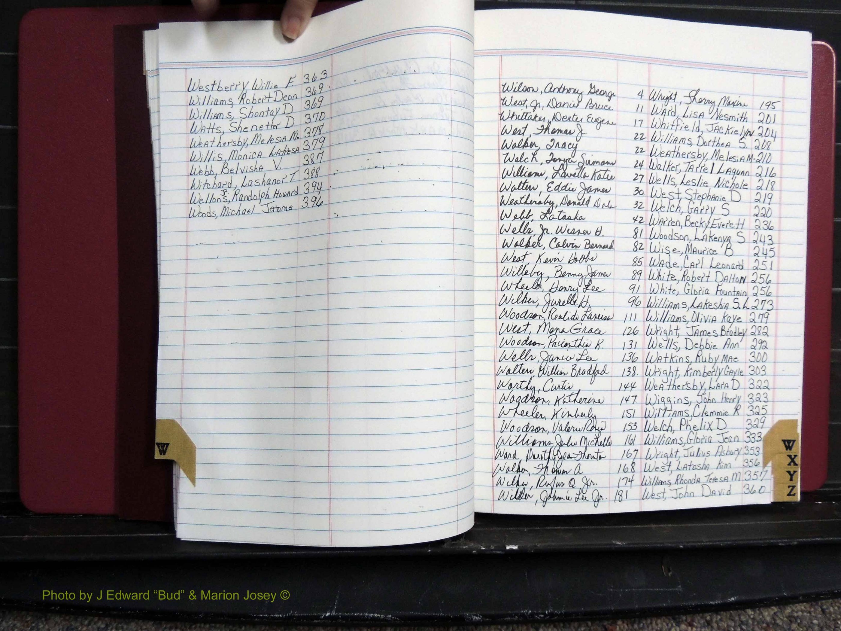 Dooly Co, GA, Marriages, Book, P, 1999-2005 Index W, Male & Female.JPG