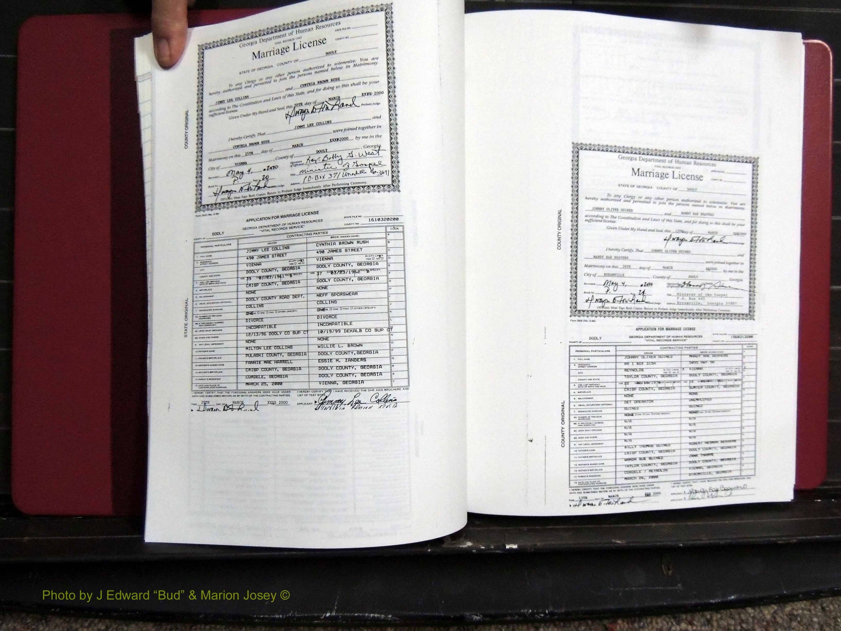 Dooly Co, GA, Marriages, Book, P, 1999-2005 pg 020-021.JPG