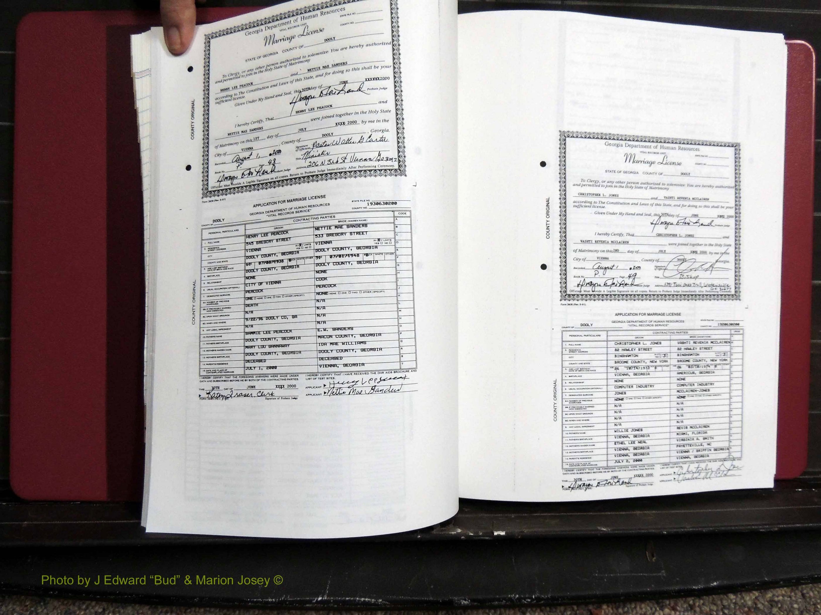 Dooly Co, GA, Marriages, Book, P, 1999-2005 pg 048-049.JPG