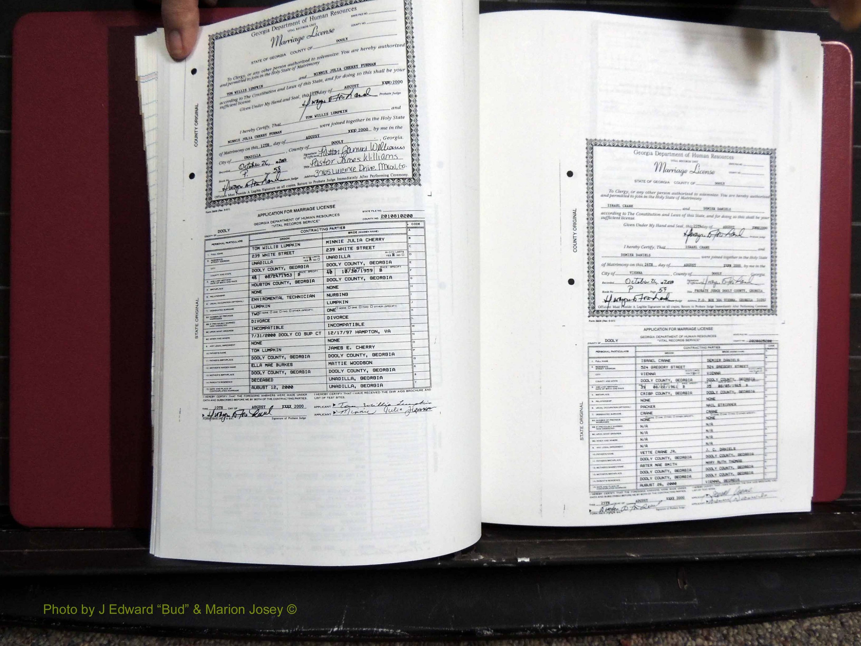 Dooly Co, GA, Marriages, Book, P, 1999-2005 pg 058-059.JPG