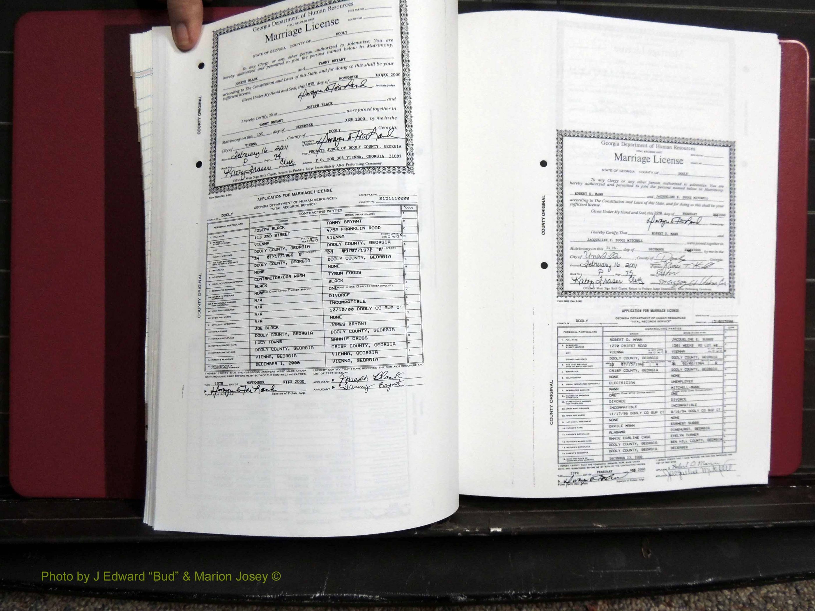 Dooly Co, GA, Marriages, Book, P, 1999-2005 pg 074-075.JPG