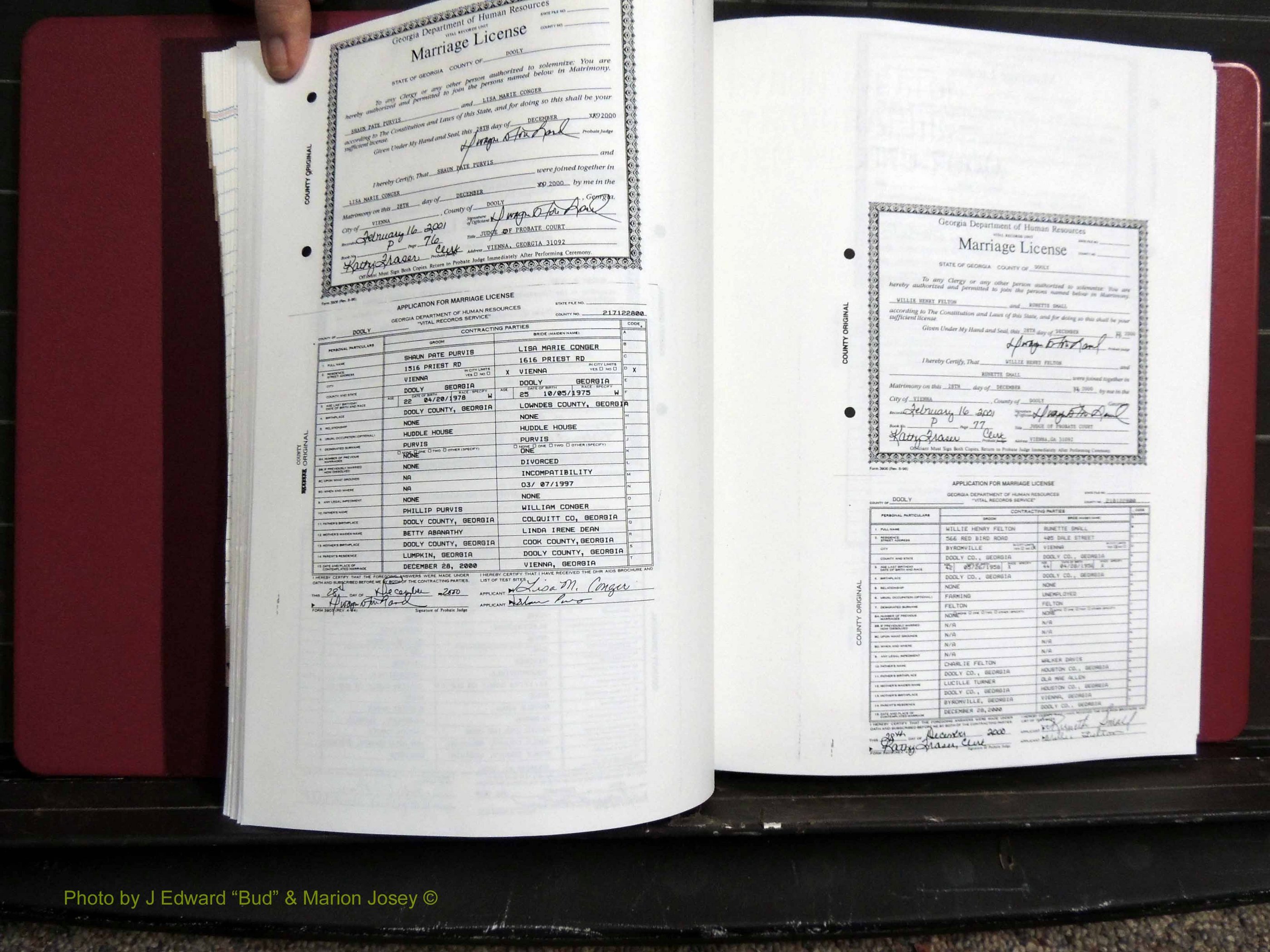 Dooly Co, GA, Marriages, Book, P, 1999-2005 pg 076-077.JPG