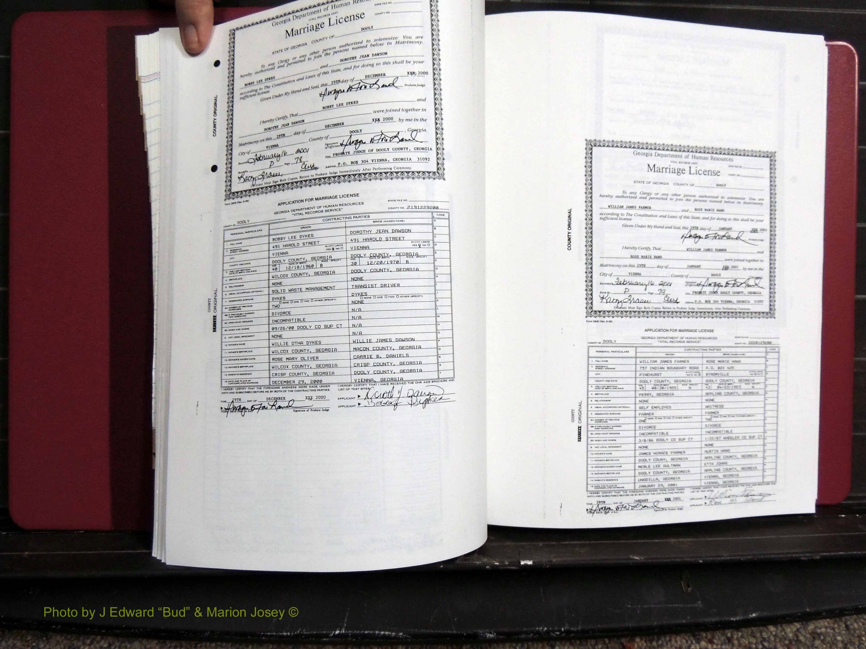 Dooly Co, GA, Marriages, Book, P, 1999-2005 pg 078-079.JPG