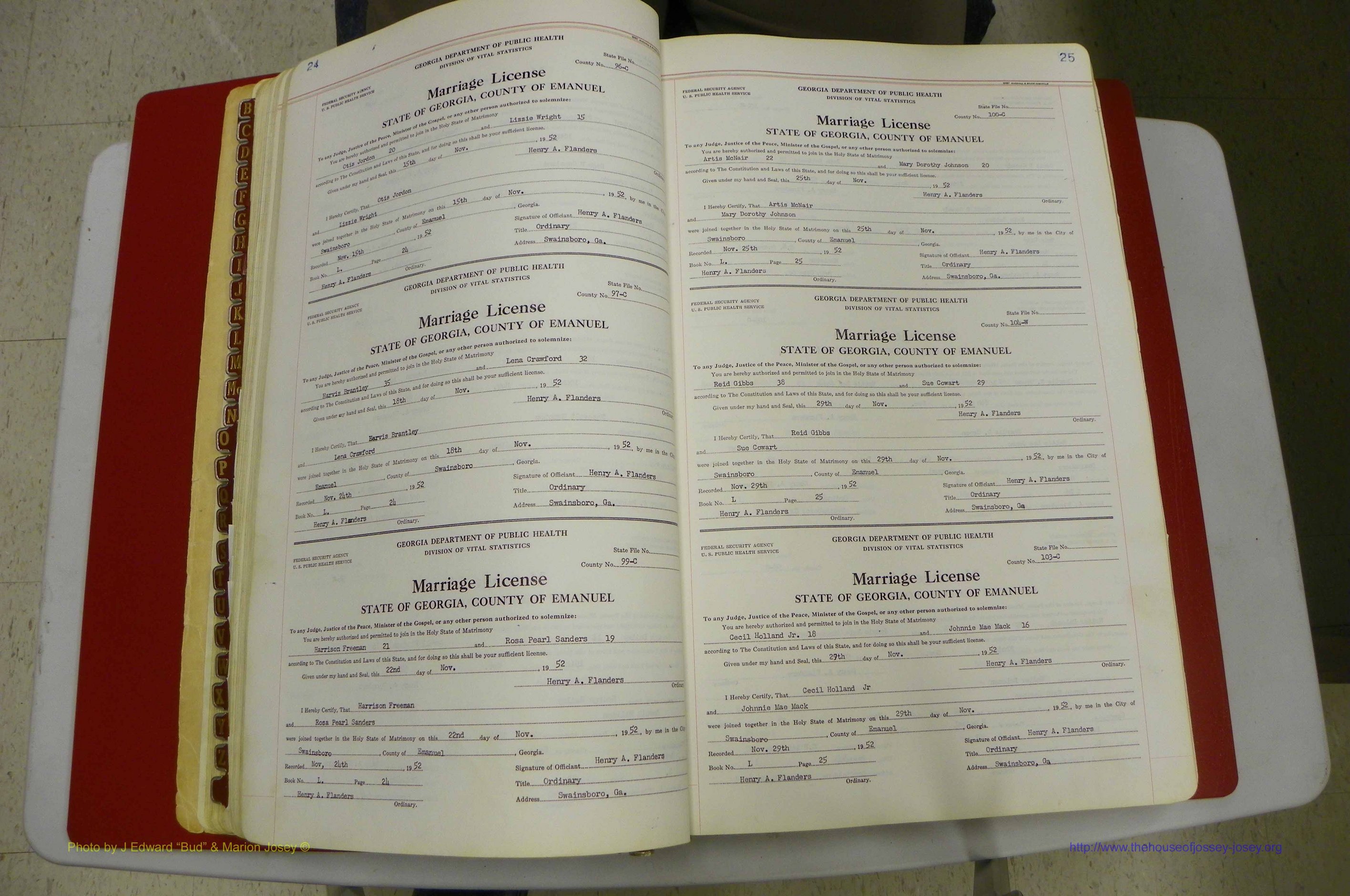 Emanuel Co, GA, Marriages Book L, 1952 - 1962, P 024-025.JPG