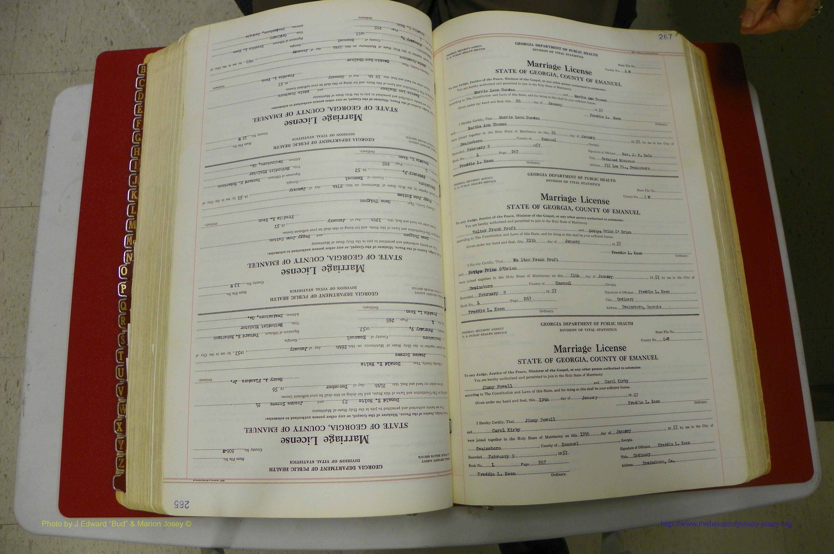 Emanuel Co, GA, Marriages Book L, 1952 - 1962, P 265-267.JPG