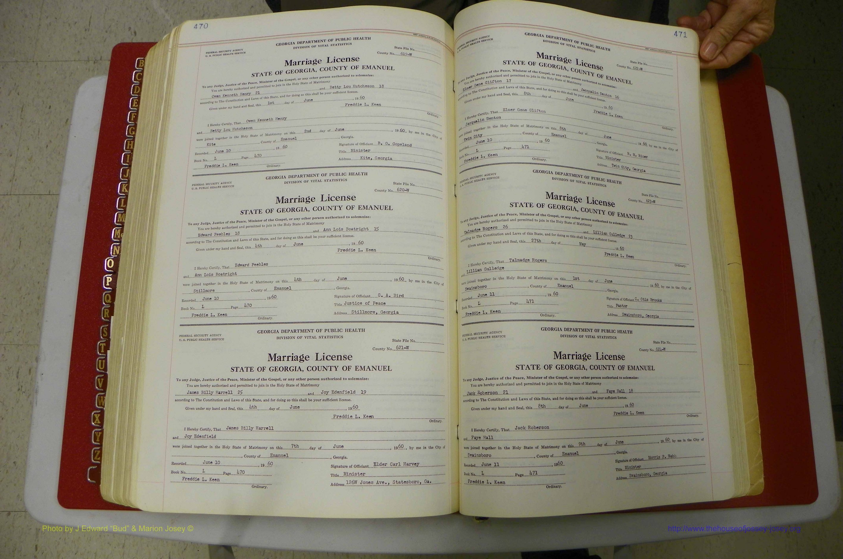 Emanuel Co, GA, Marriages Book L, 1952 - 1962, P 470-471.JPG