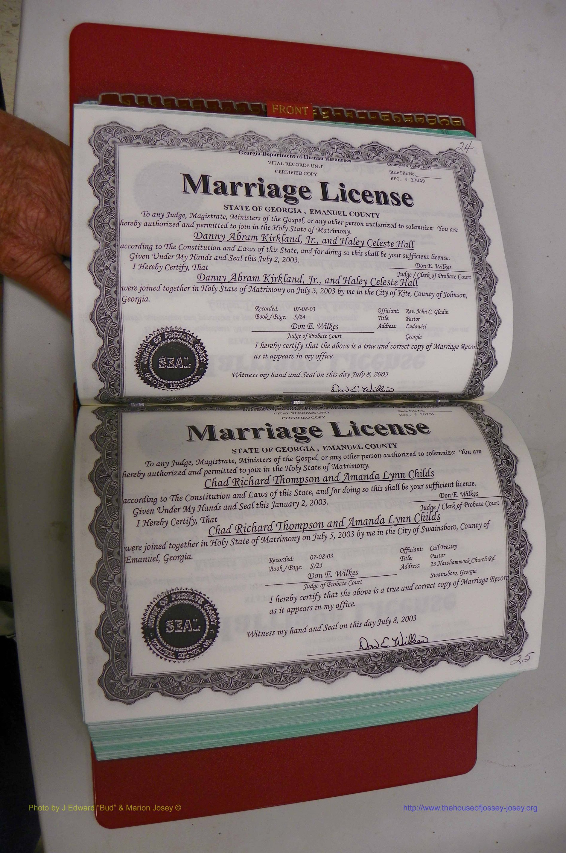 Emanuel Co, GA, Marriages Book S, 2003 - 2006, P 024-025.JPG