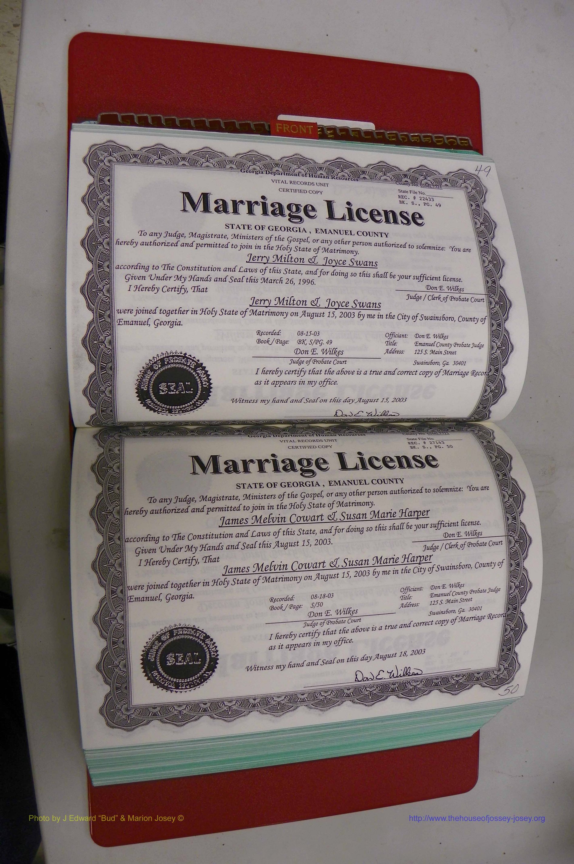Emanuel Co, GA, Marriages Book S, 2003 - 2006, P 049-050.JPG