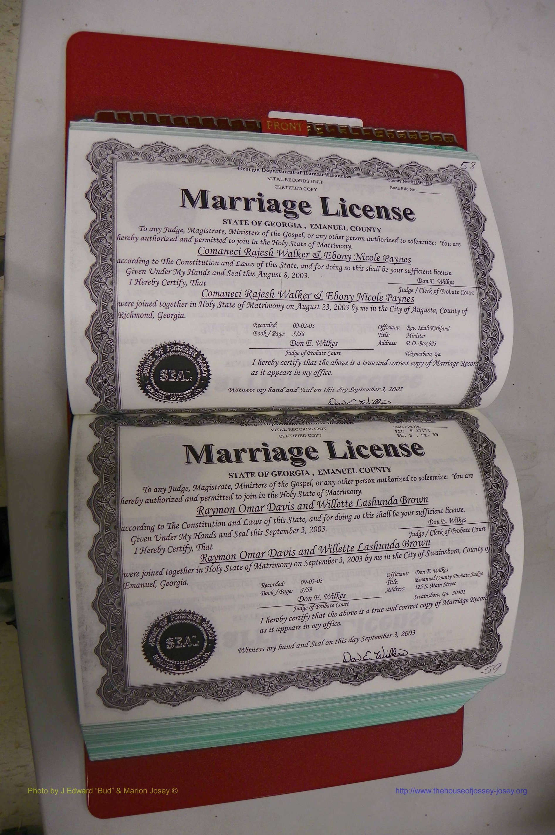 Emanuel Co, GA, Marriages Book S, 2003 - 2006, P 058-059.JPG
