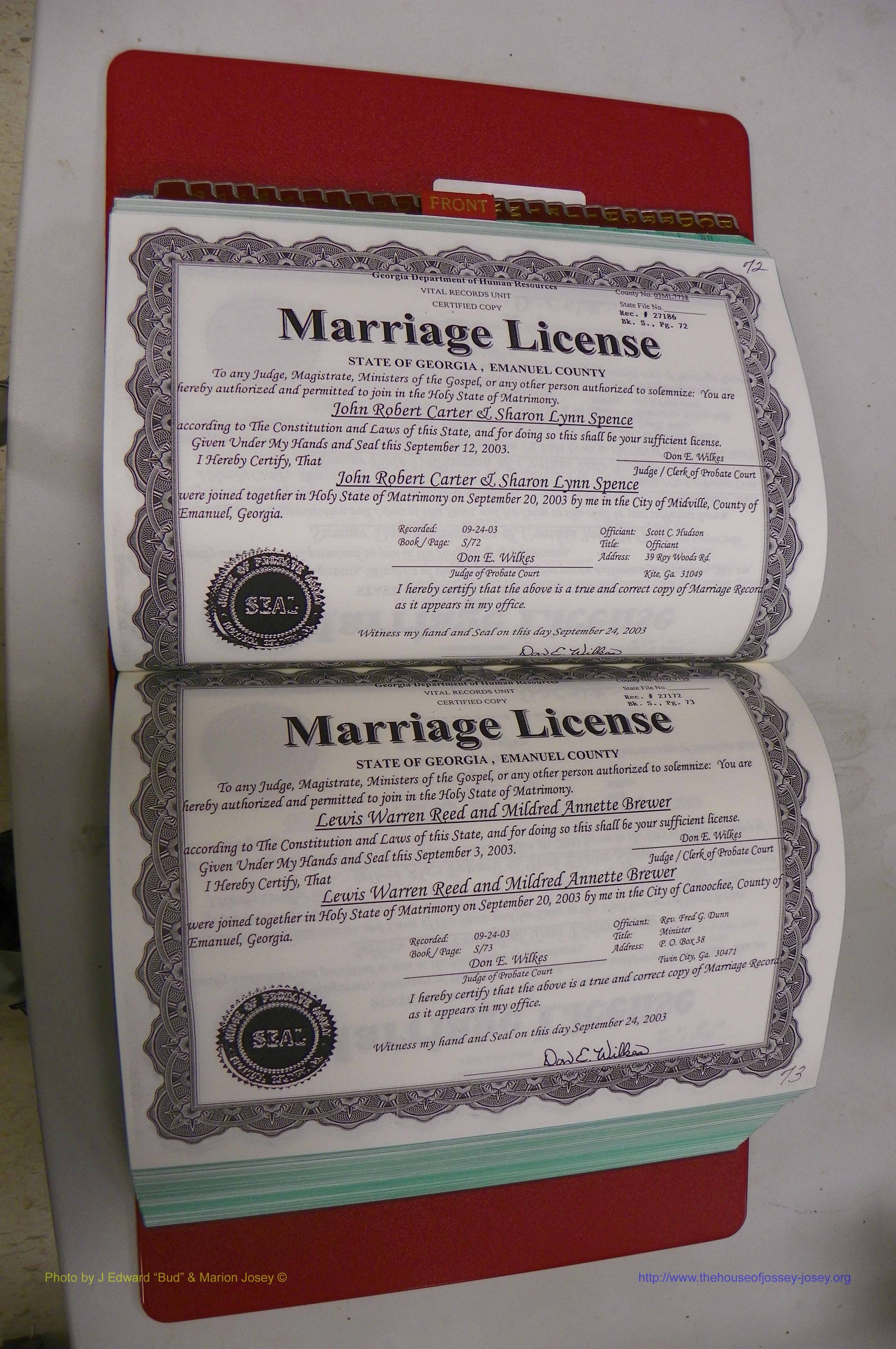 Emanuel Co, GA, Marriages Book S, 2003 - 2006, P 072-073.JPG