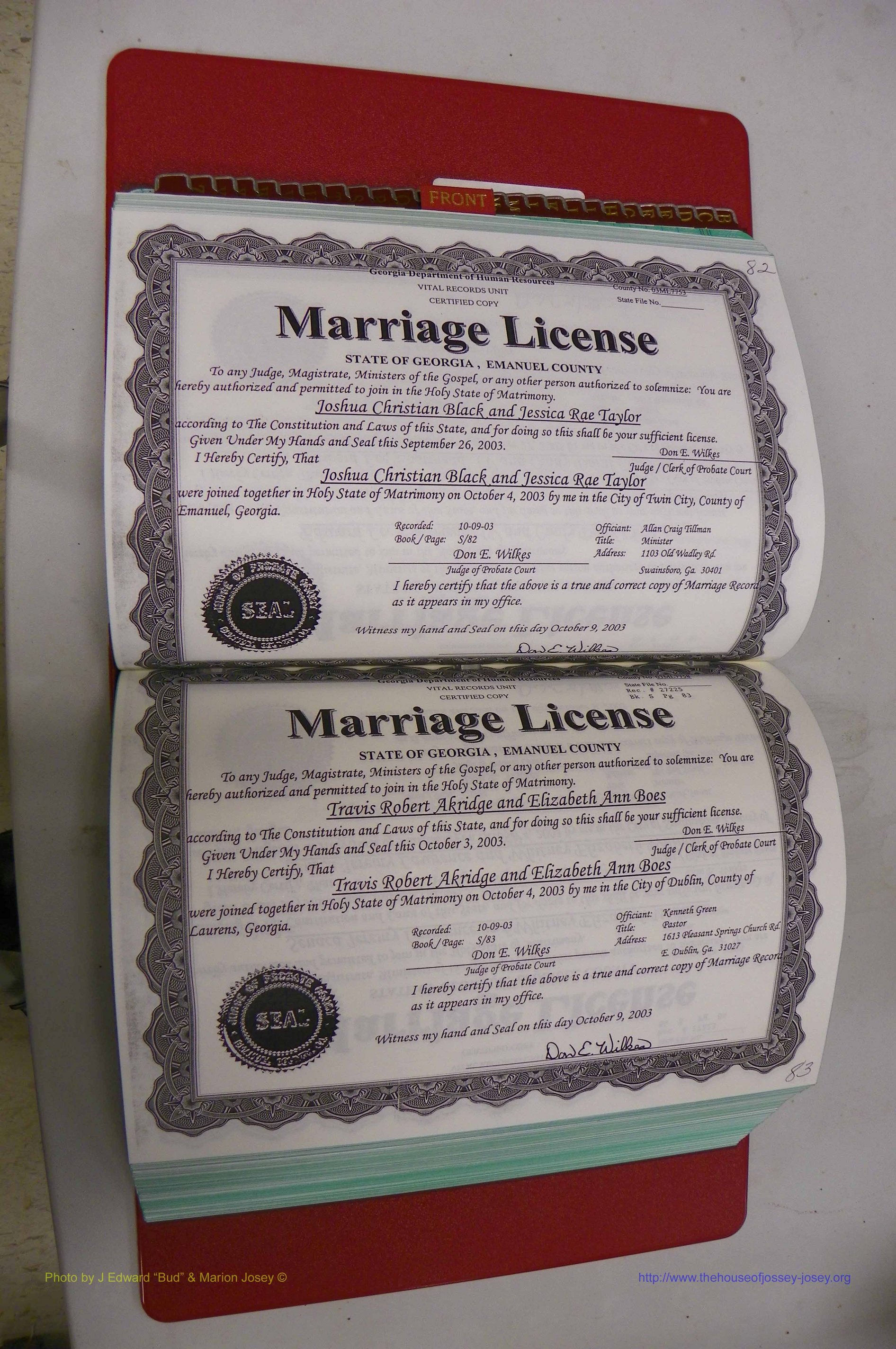 Emanuel Co, GA, Marriages Book S, 2003 - 2006, P 082-083.JPG