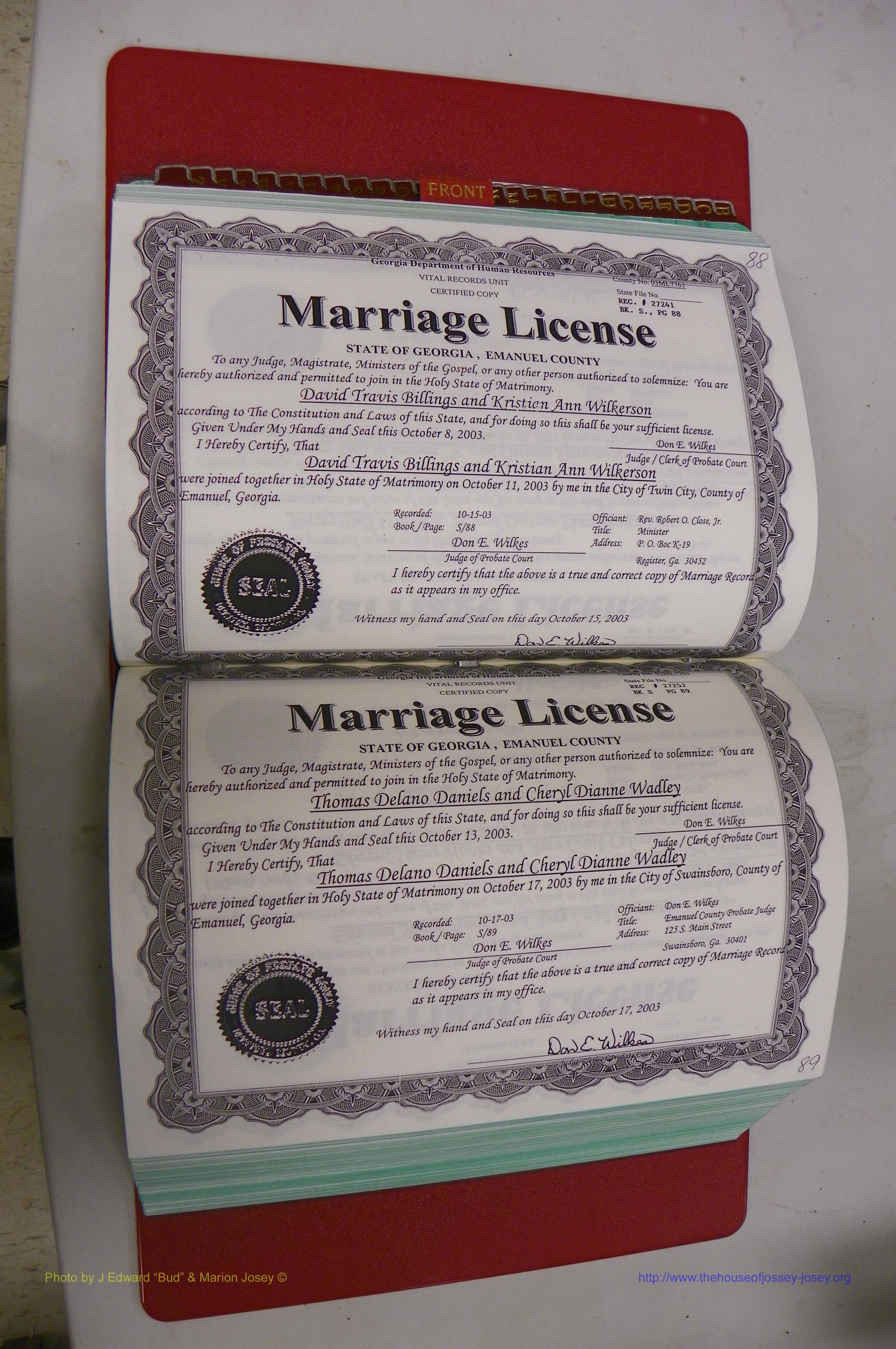 Emanuel Co, GA, Marriages Book S, 2003 - 2006, P 088-089.JPG