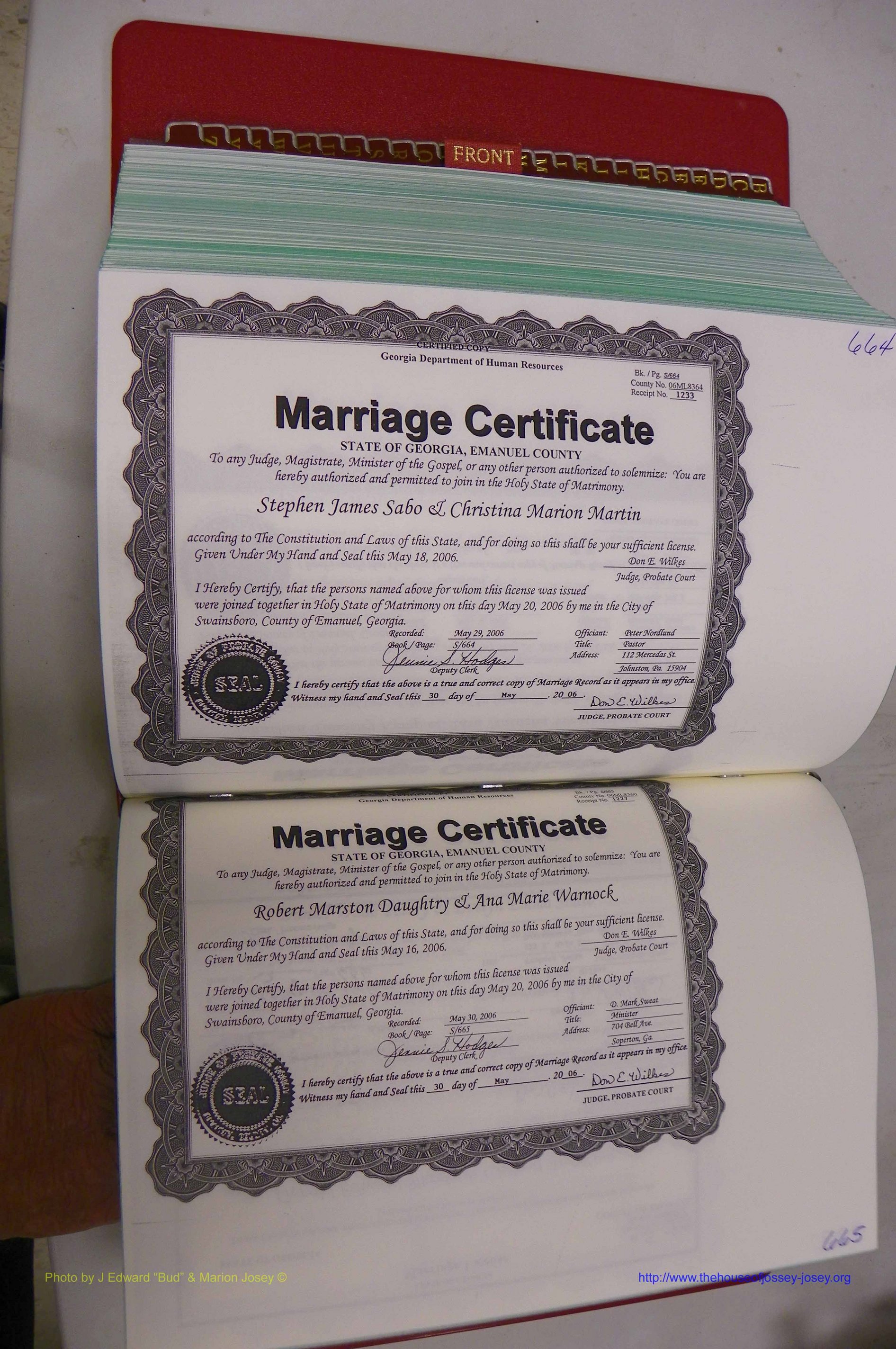 Emanuel Co, GA, Marriages Book S, 2003 - 2006, P 664-665.JPG