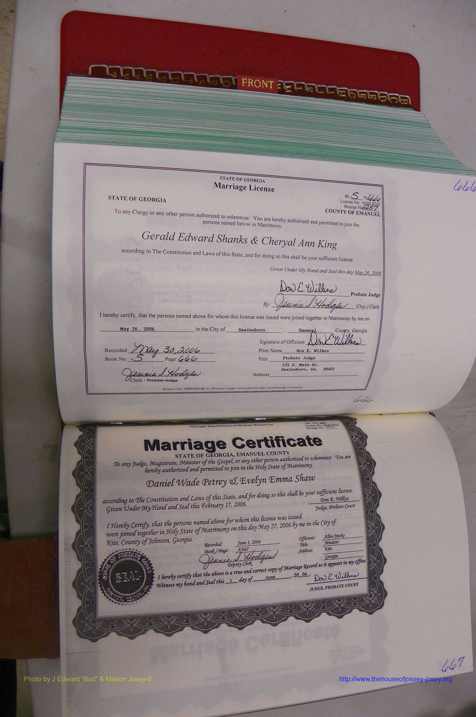 Emanuel Co, GA, Marriages Book S, 2003 - 2006, P 666-667.JPG