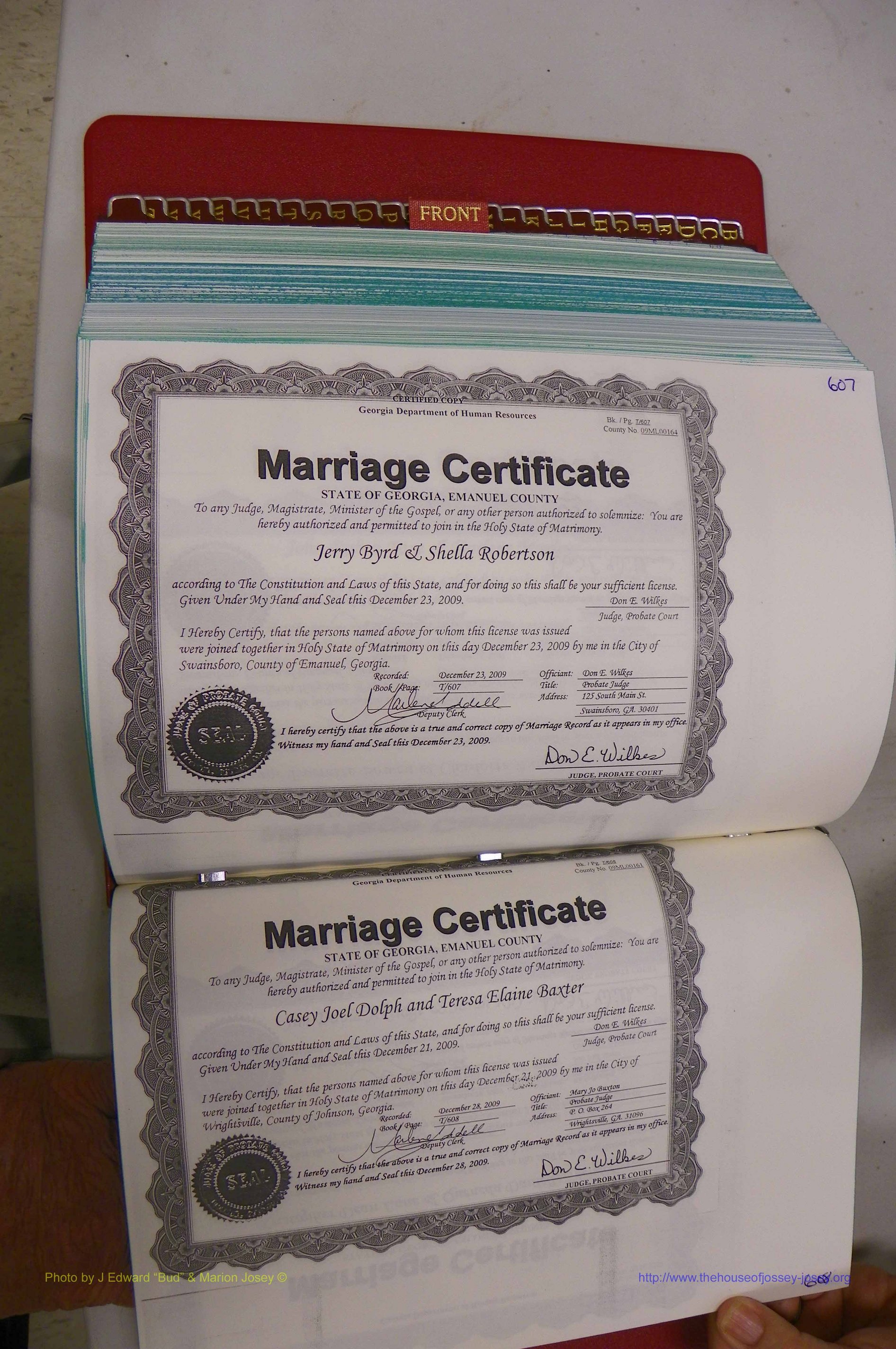 Emanuel Co, GA, Marriages Book T, 2006 - 2009, P 607-608.JPG